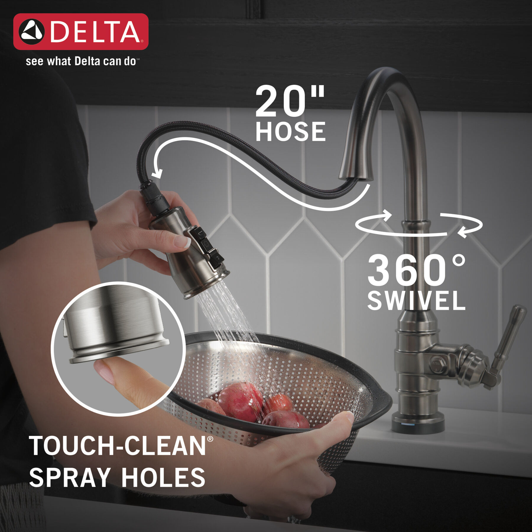 Single Handle Pull-Down Kitchen Faucet With Touch<sub>2</sub>O®  Technology, image 8