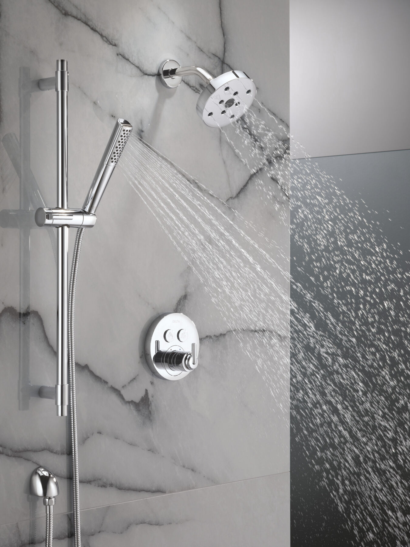 Round Contemporary Push-Button Shower