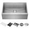 33” Workstation Undermount Single Bowl 16 Gauge Stainless Steel Farmhouse Apron Front Kitchen Sink with WorkFlow™ Ledge and Accessories