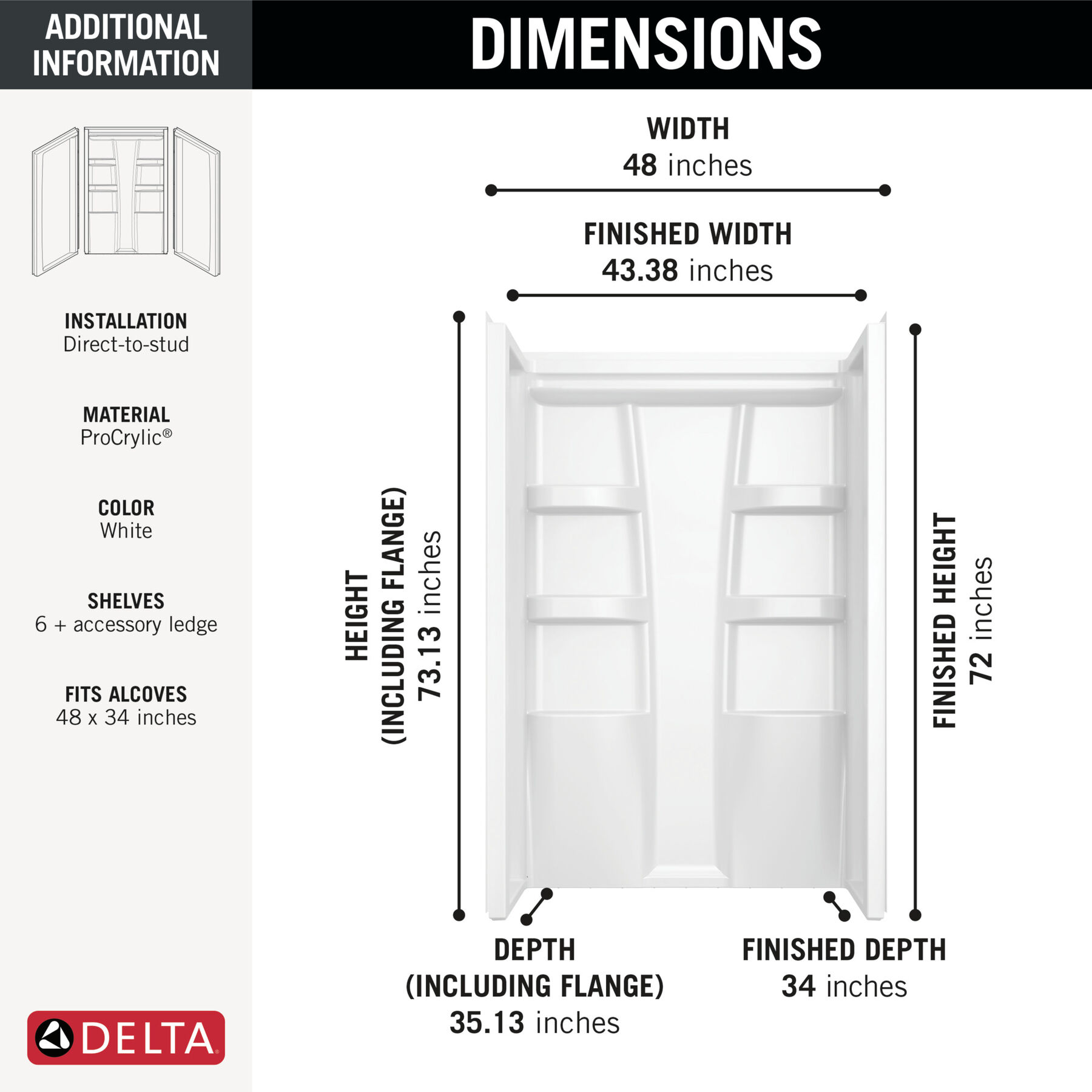 ProCrylic 48 in. Shower Surround