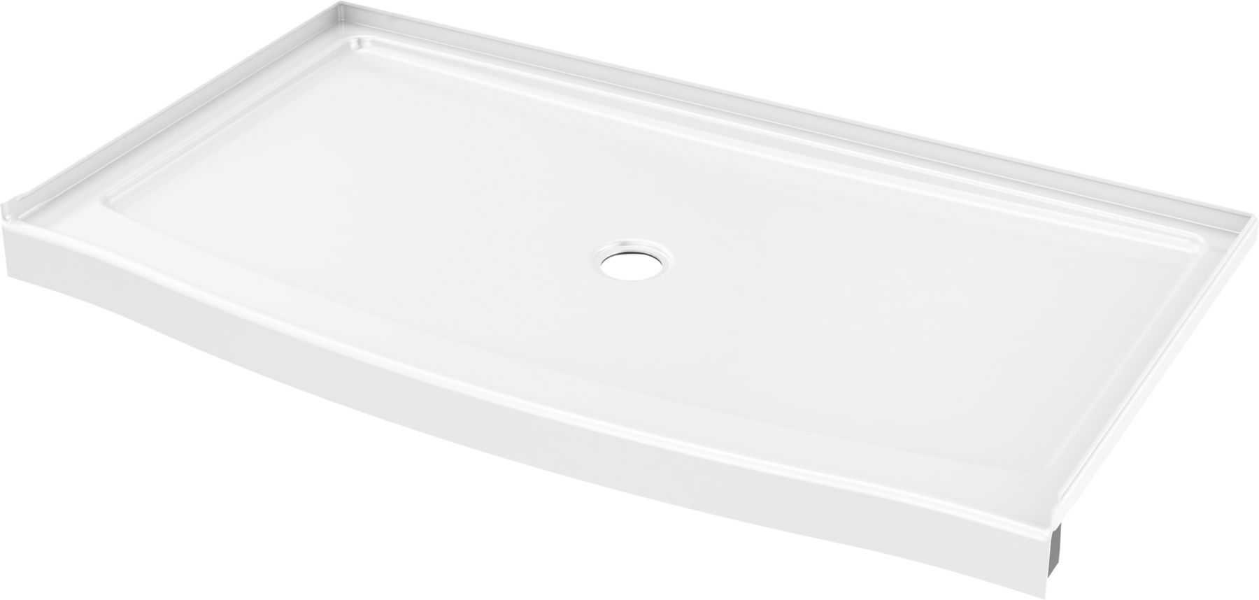 60 x 32" Curved Alcove Shower Base with Center Drain