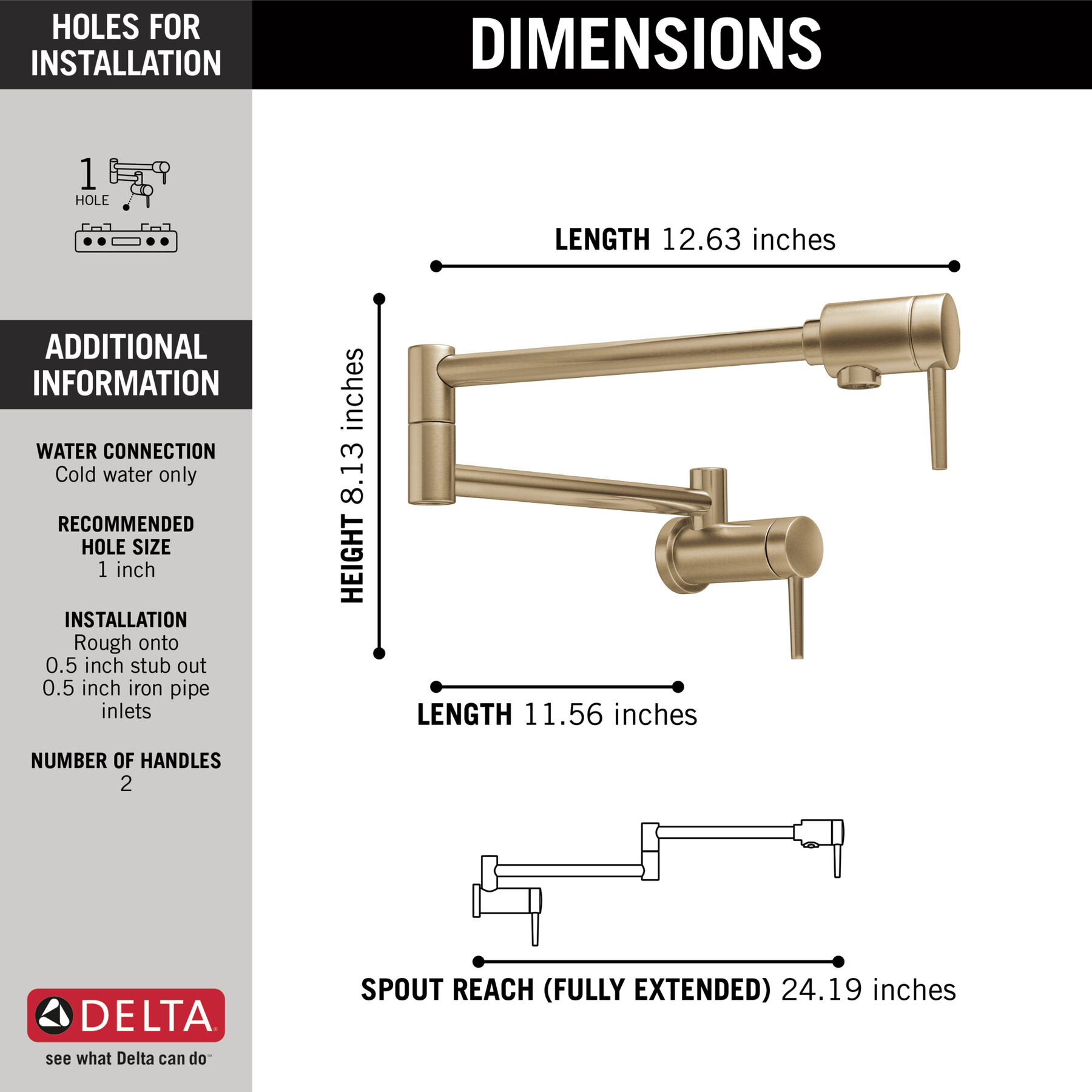 Contemporary Wall Mount Pot Filler (Recertified), image 1