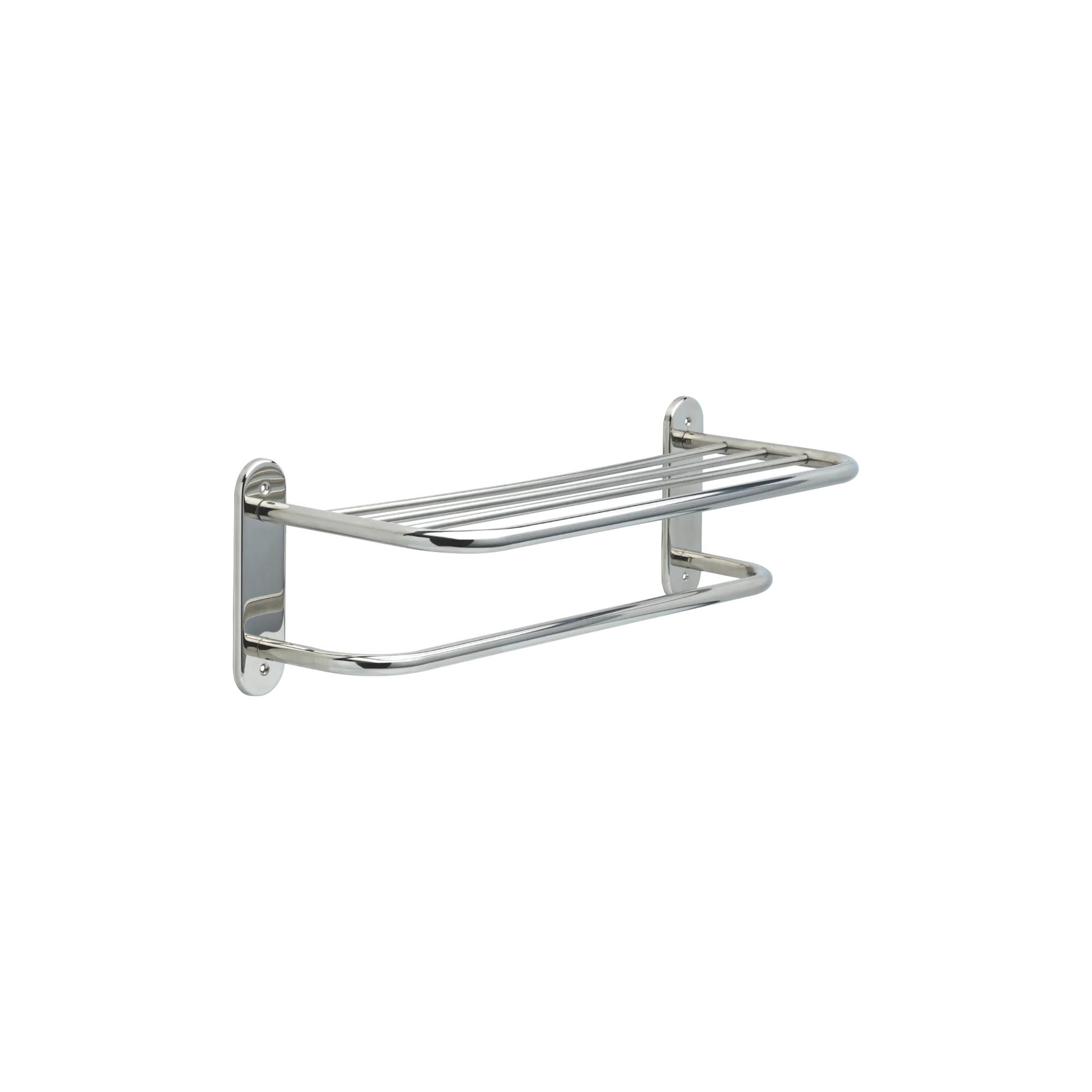 24" Stainless Steel Towel Shelf with One Bar, Exposed Mounting