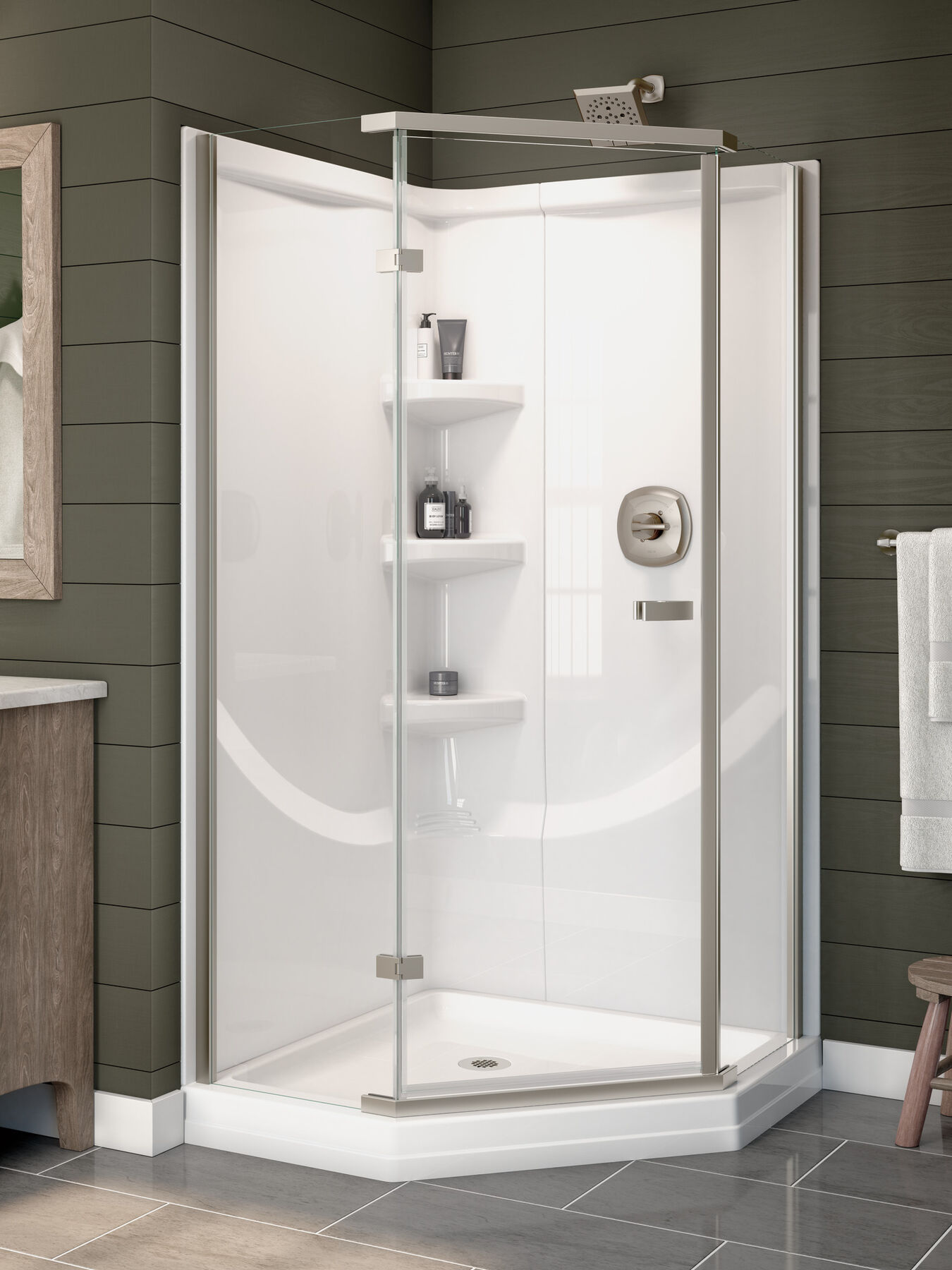 38" Frameless Neo Angle Shower Enclosure, image 3