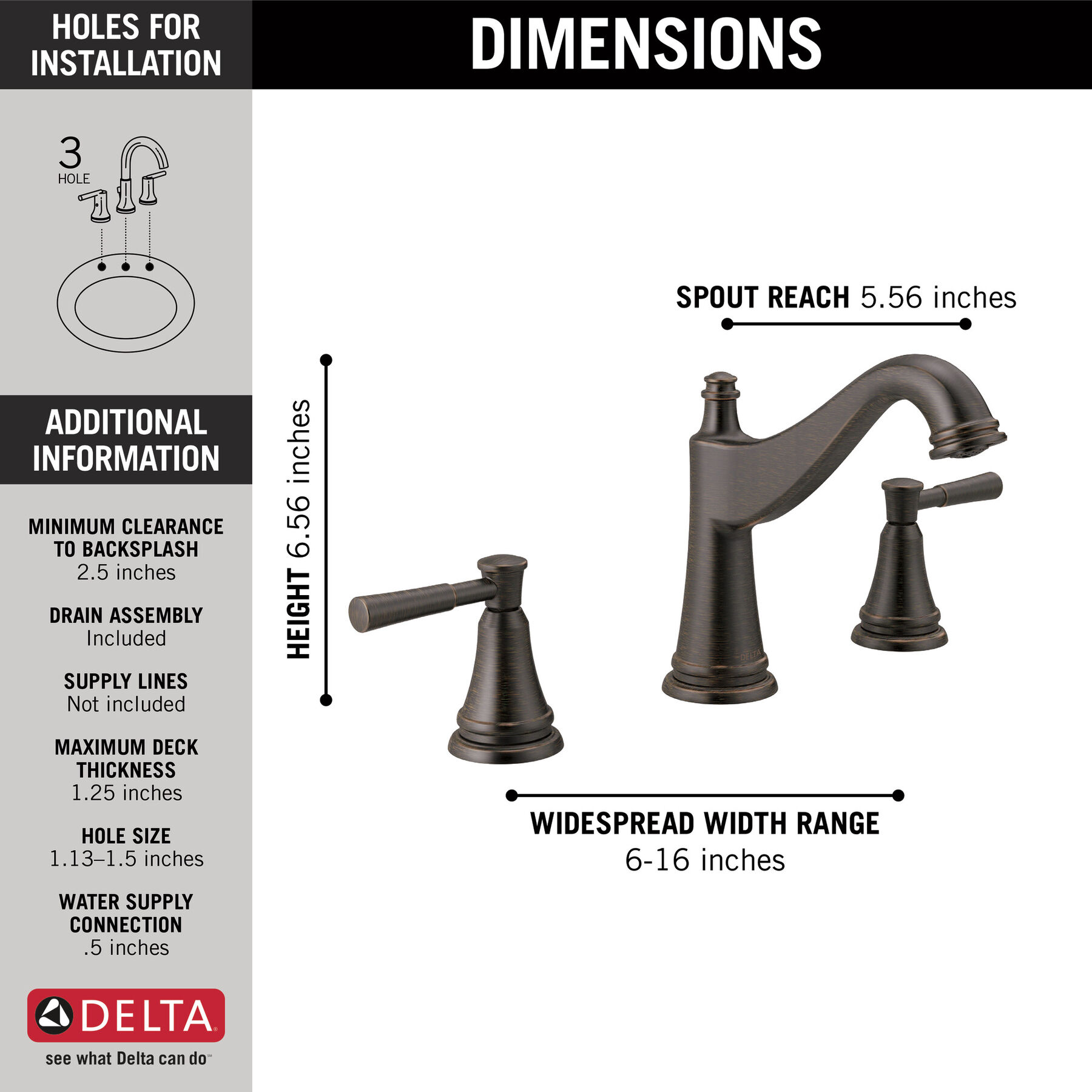 Two Handle Widespread Bathroom Faucet, image 1