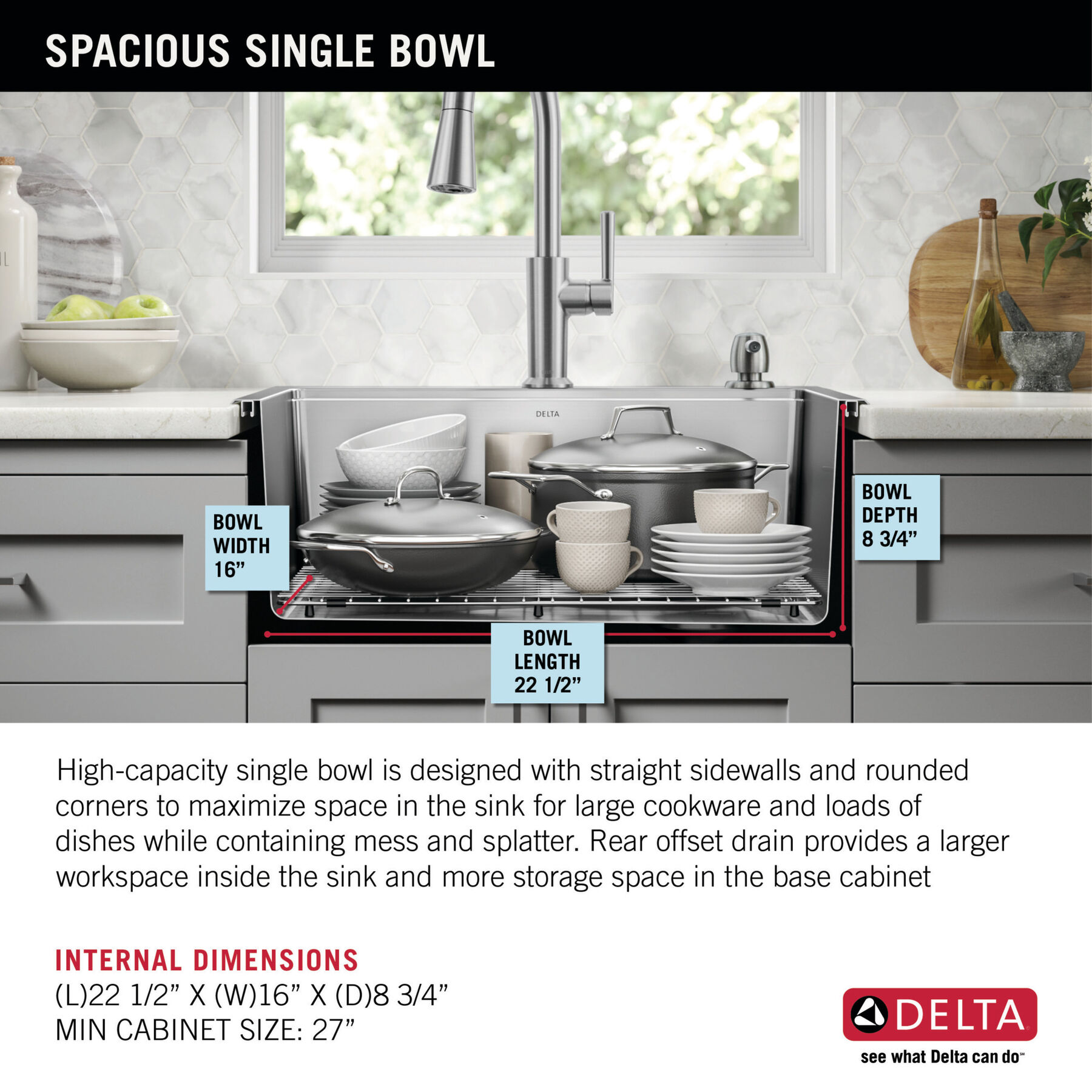 25” Stainless Steel Workstation Kitchen Sink Drop-In Undermount Single Bowl with WorkFlow™ Ledge and Accessories, image 4