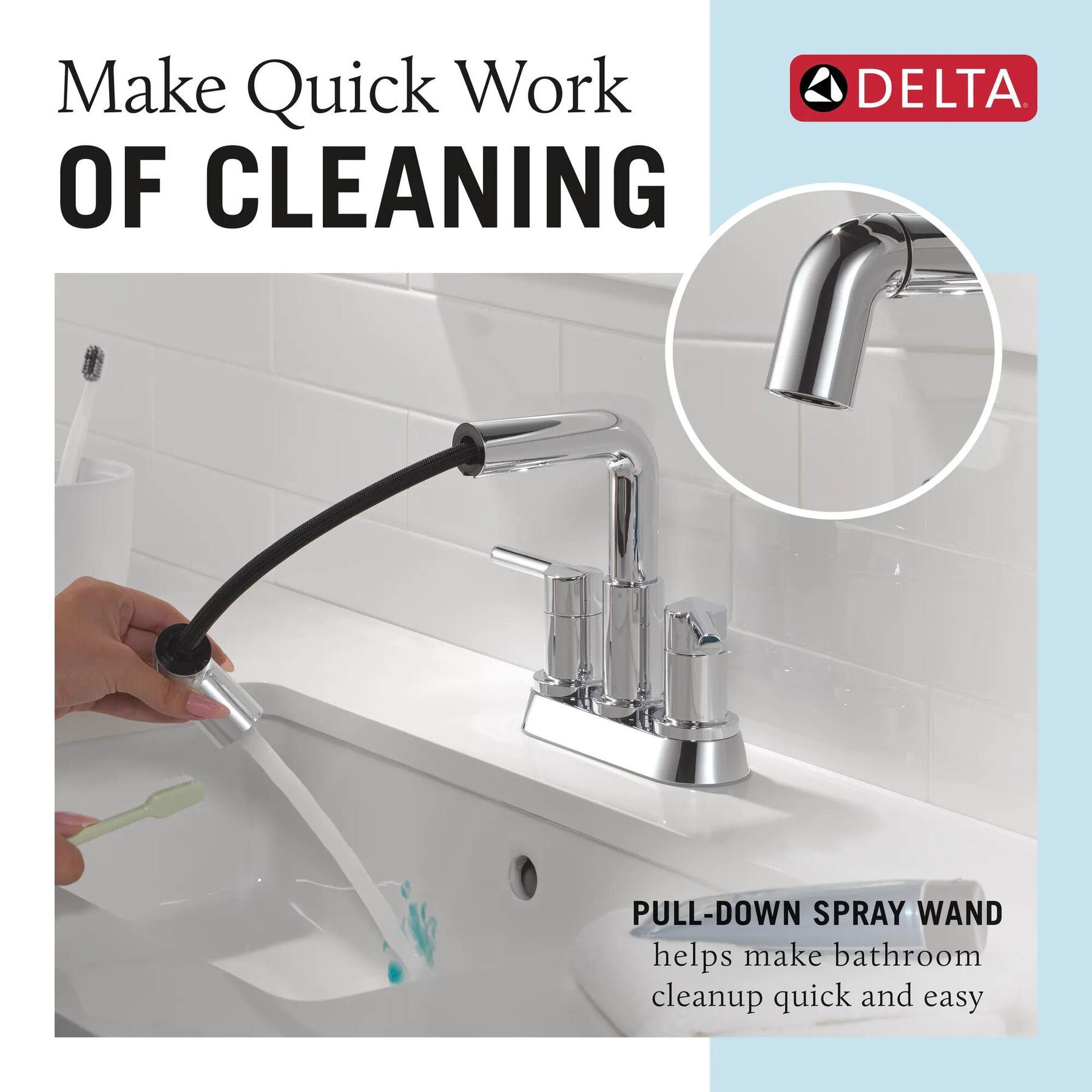 Two Handle Centerset Pull-Down Bathroom Faucet