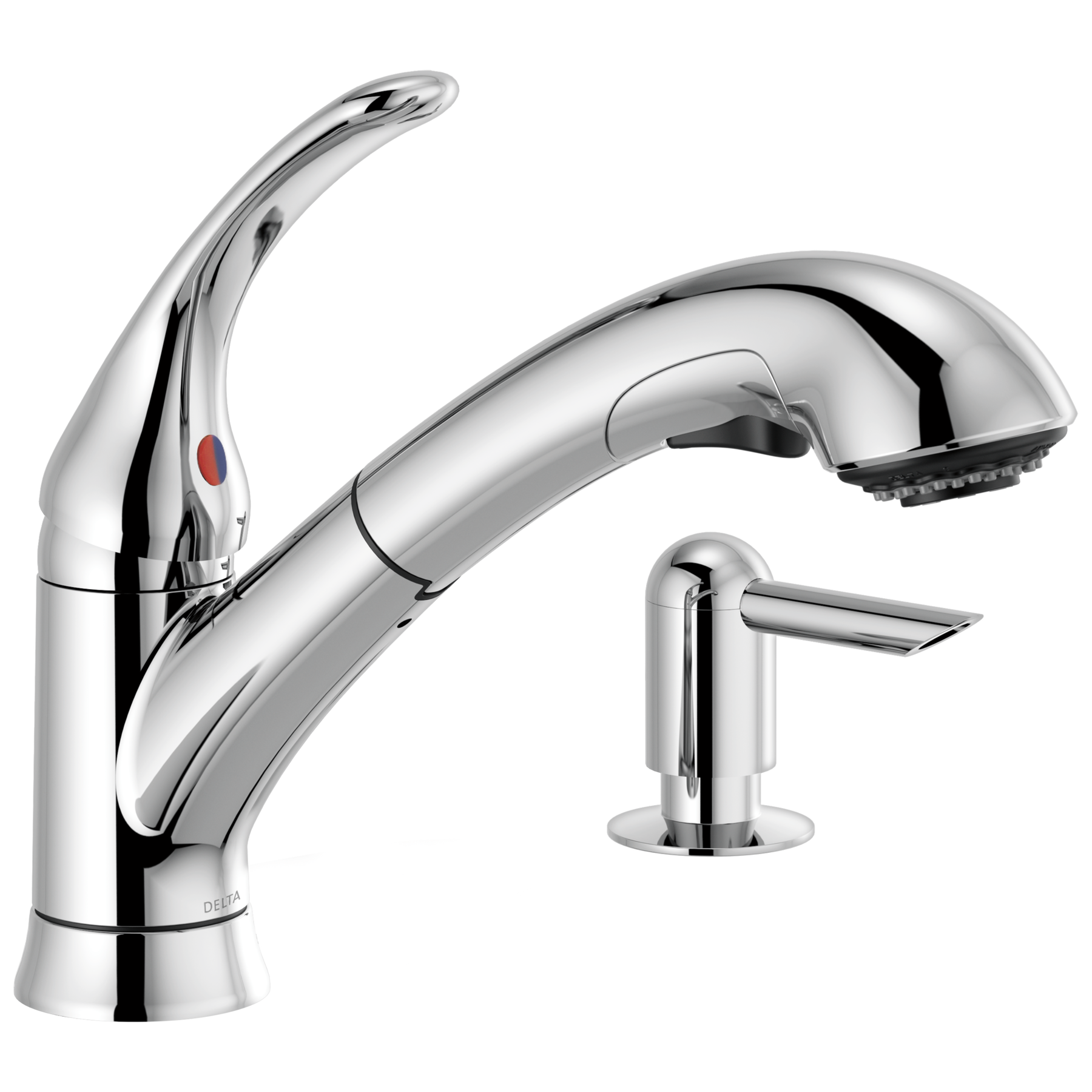Single Handle Pull-Out Kitchen Faucet with Soap Dispenser