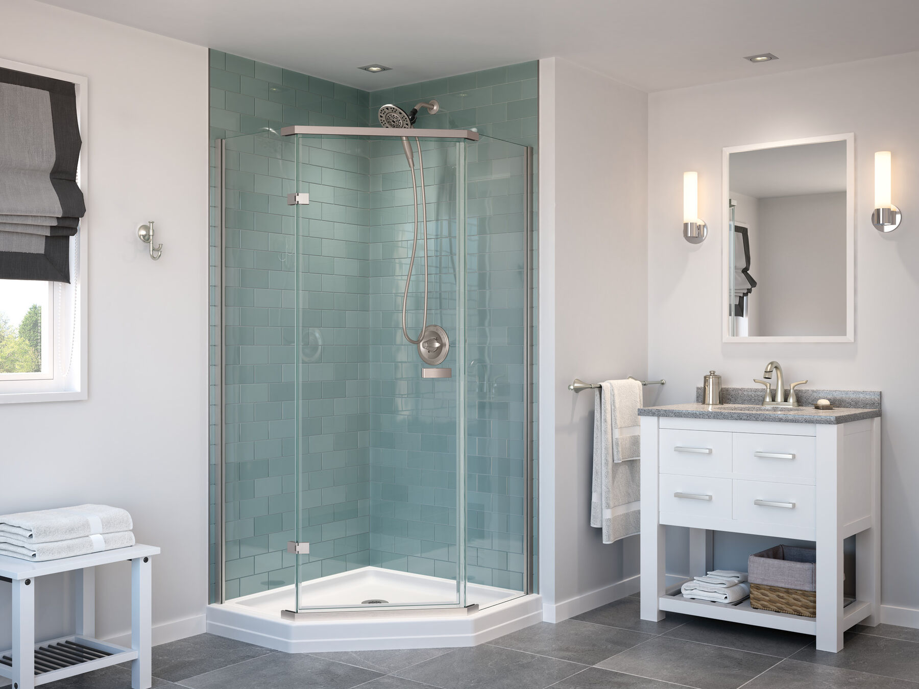 38" Frameless Neo Angle Shower Enclosure, image 5