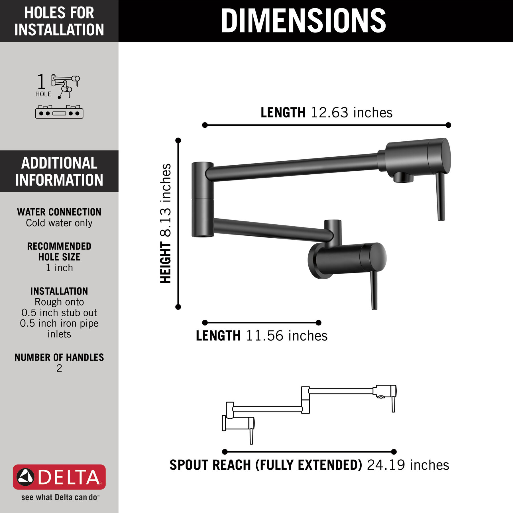 Contemporary Pot Filler (Recertified), image 1