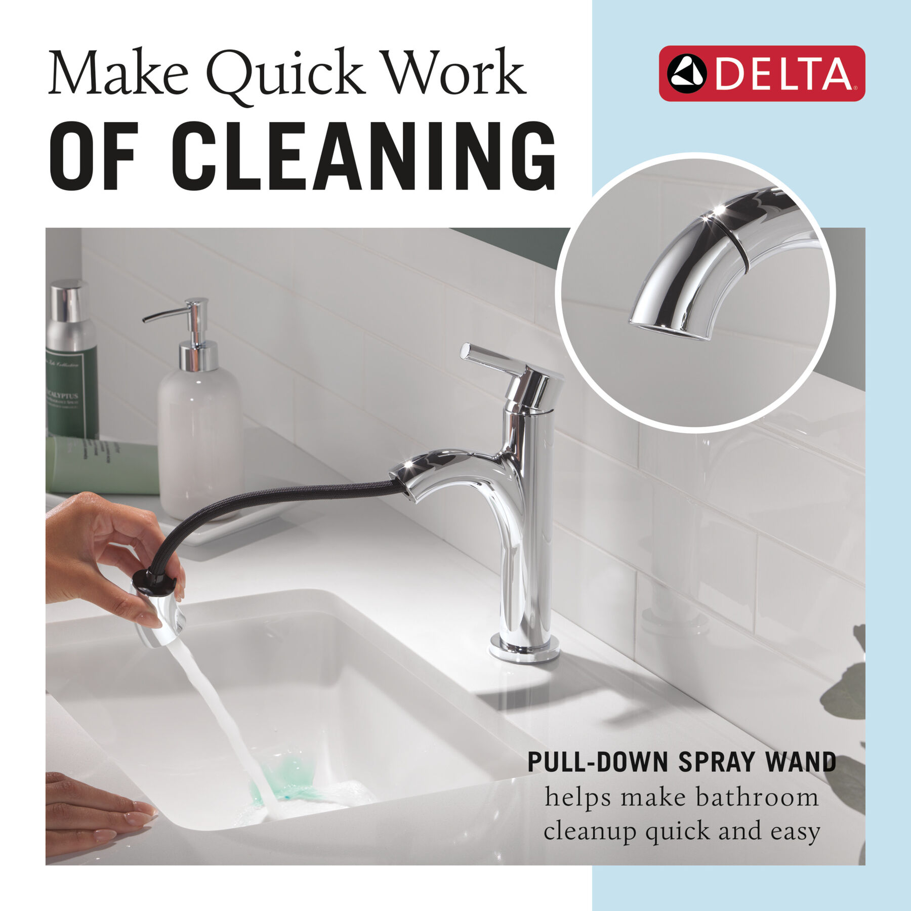 Single Handle Pull-Down Bathroom Faucet, image 10