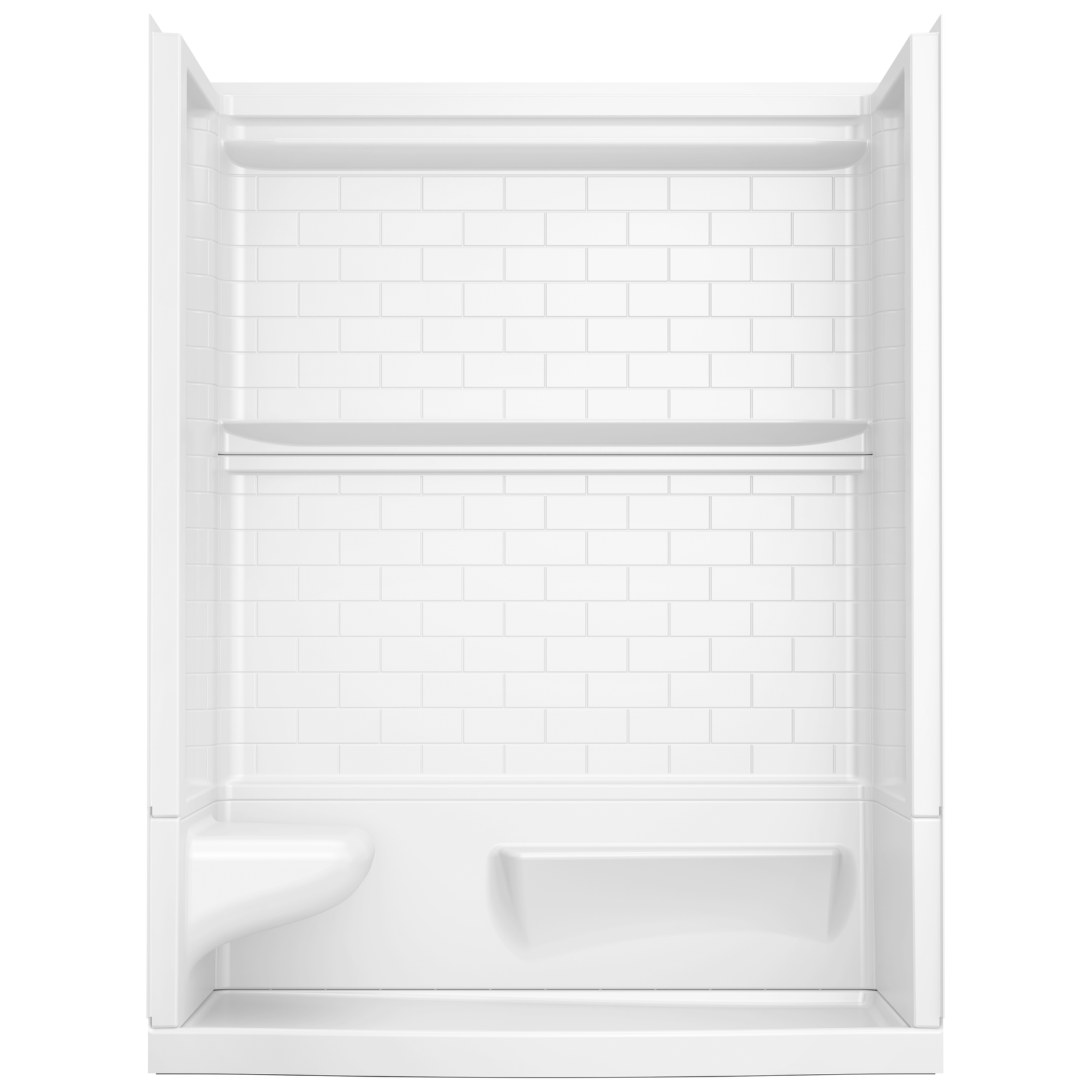 60x32 Alcove Shower Base with Tile Wall Bundle  - Left Seat Right Drain Curve