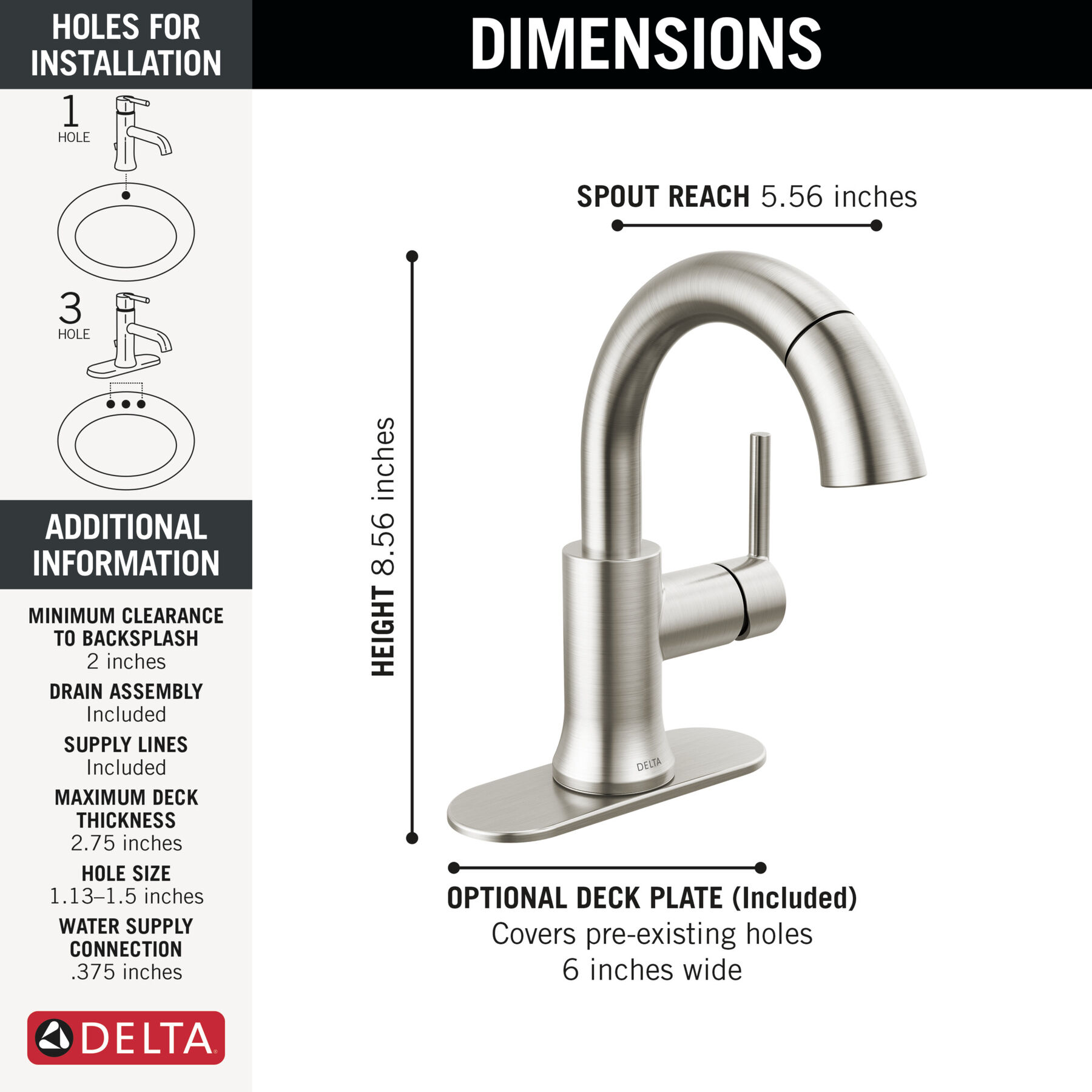 Single Handle Pull Down Bathroom Faucet (Recertified)