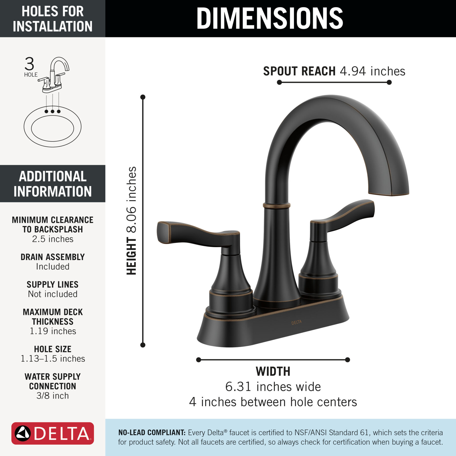 Two Handle Centerset Bathroom Faucet