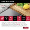 23&rdquo; Workstation Undermount&nbsp;Single Bowl&nbsp;16 Gauge Stainless Steel&nbsp;Kitchen Sink&nbsp;with&nbsp;WorkFlow&trade; Ledge and Accessories
