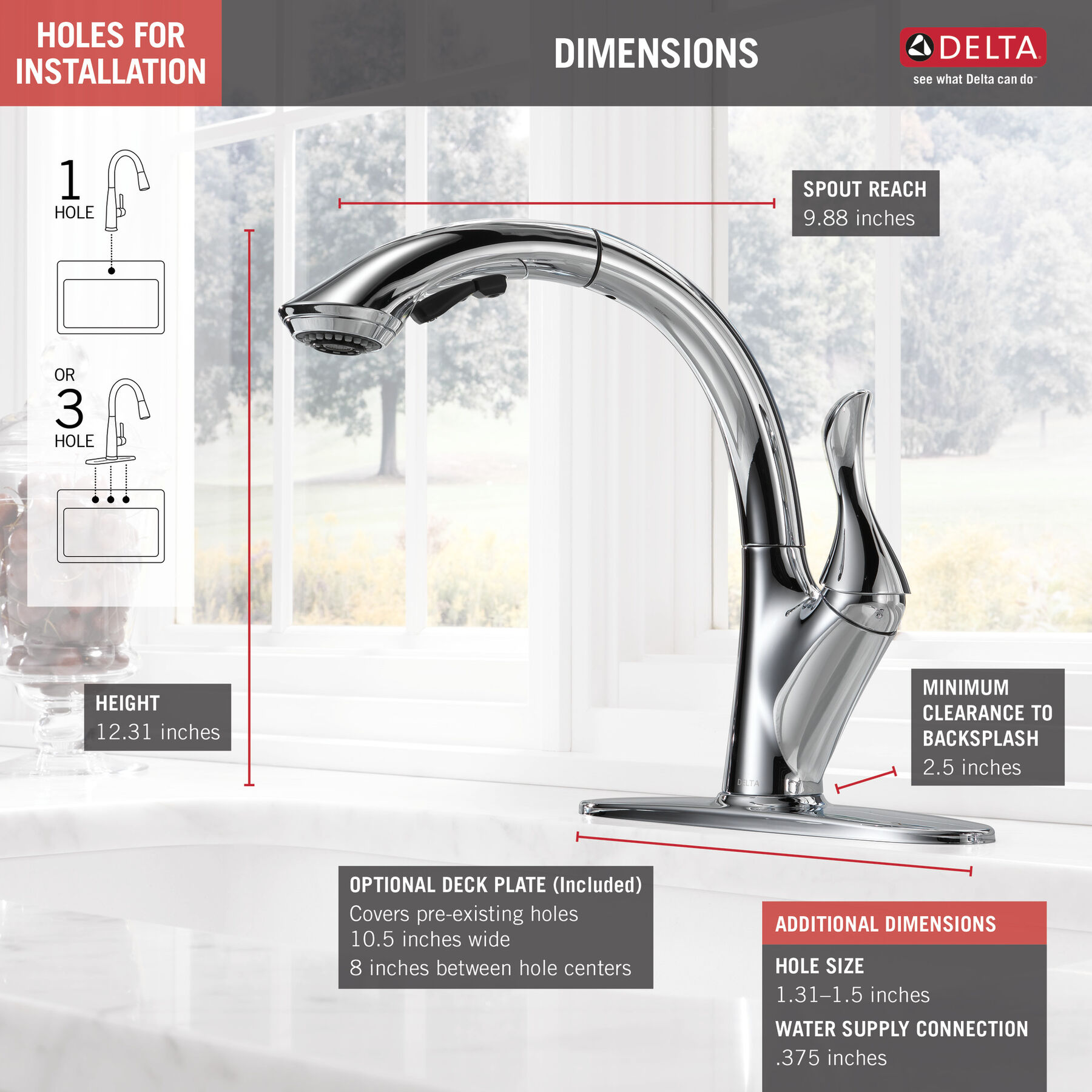 Single Handle Pull-Out Kitchen Faucet, image 4