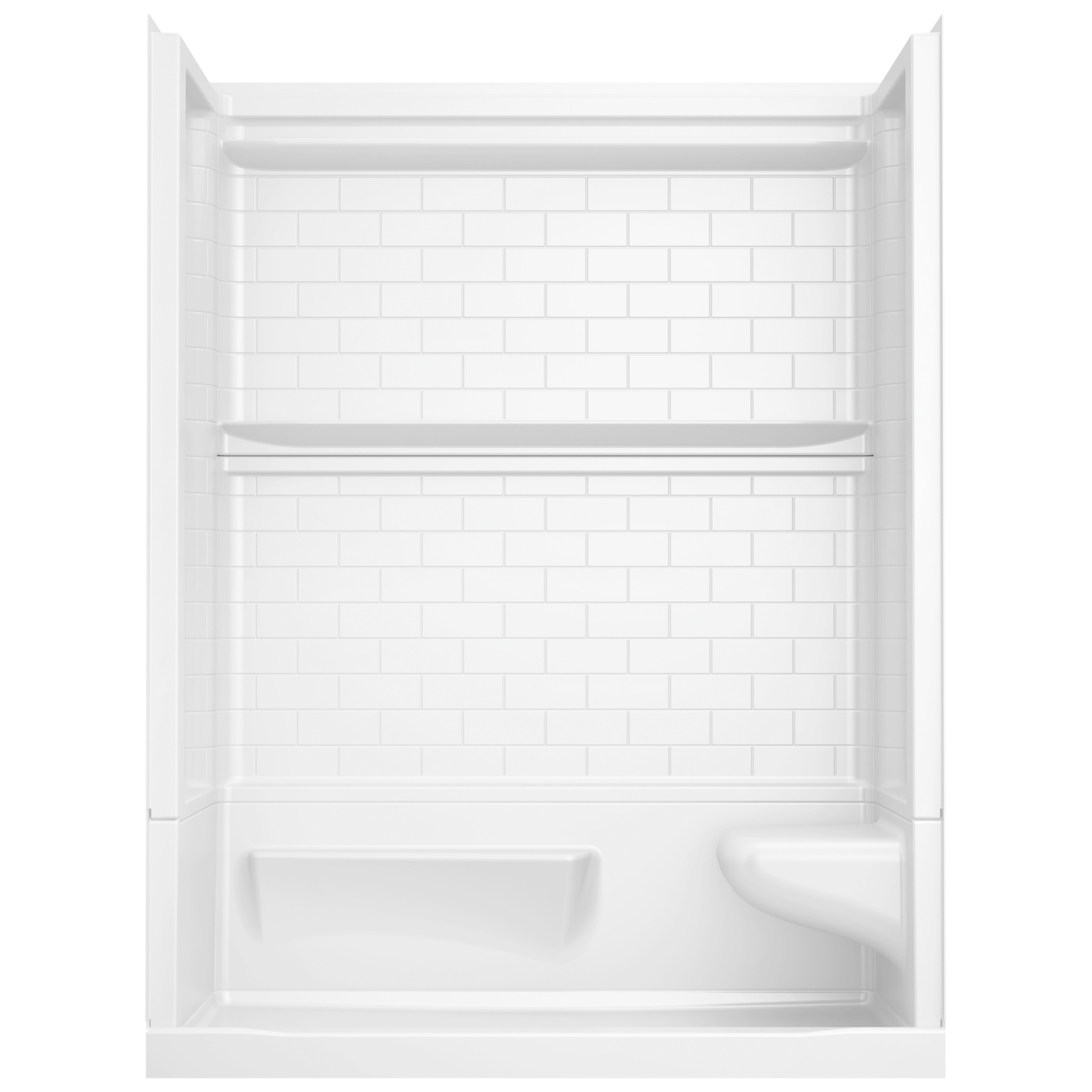 60x32 Alcove Shower Base with Tile Wall Bundle  - Right Seat Center Drain