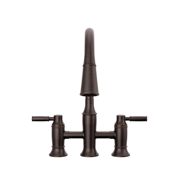 Two Handle Pull-Down Bridge Kitchen Faucet