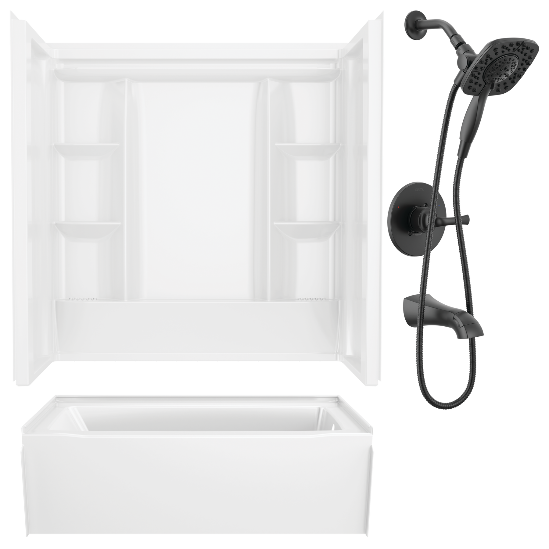 60x30 Alcove Bathtub, Wall Set and Trim Bundle - Right Drain