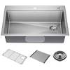 33” Stainless Steel Workstation Kitchen Sink Drop-In Undermount Single Bowl with WorkFlow™ Ledge and Accessories