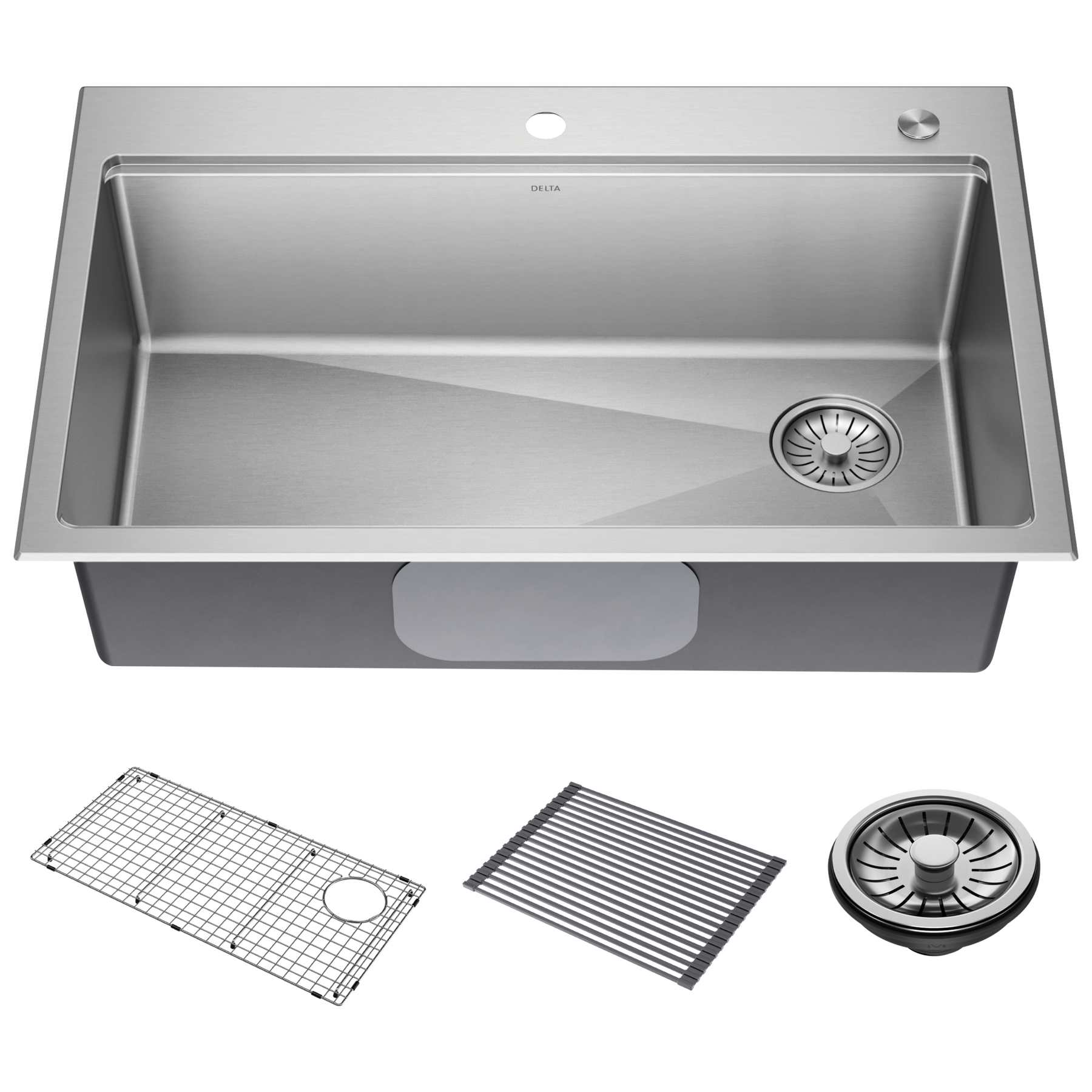 33” Stainless Steel Workstation Kitchen Sink Drop-In Undermount Single Bowl with WorkFlow™ Ledge and Accessories
