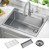 30” Stainless Steel Workstation Kitchen Sink Drop-In Undermount Single Bowl with WorkFlow™ Ledge and Accessories