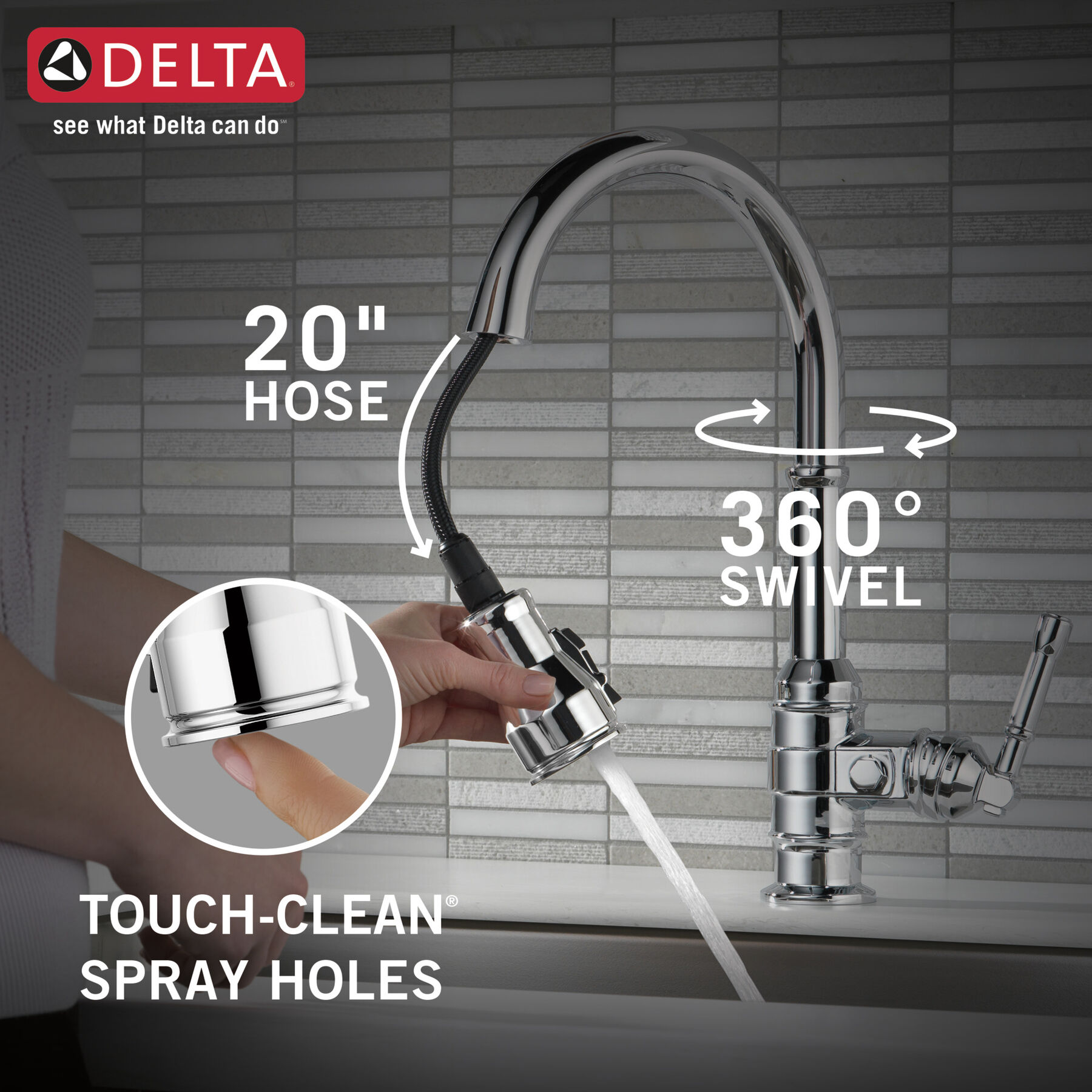 Single Handle Pull-Down Kitchen Faucet, image 3