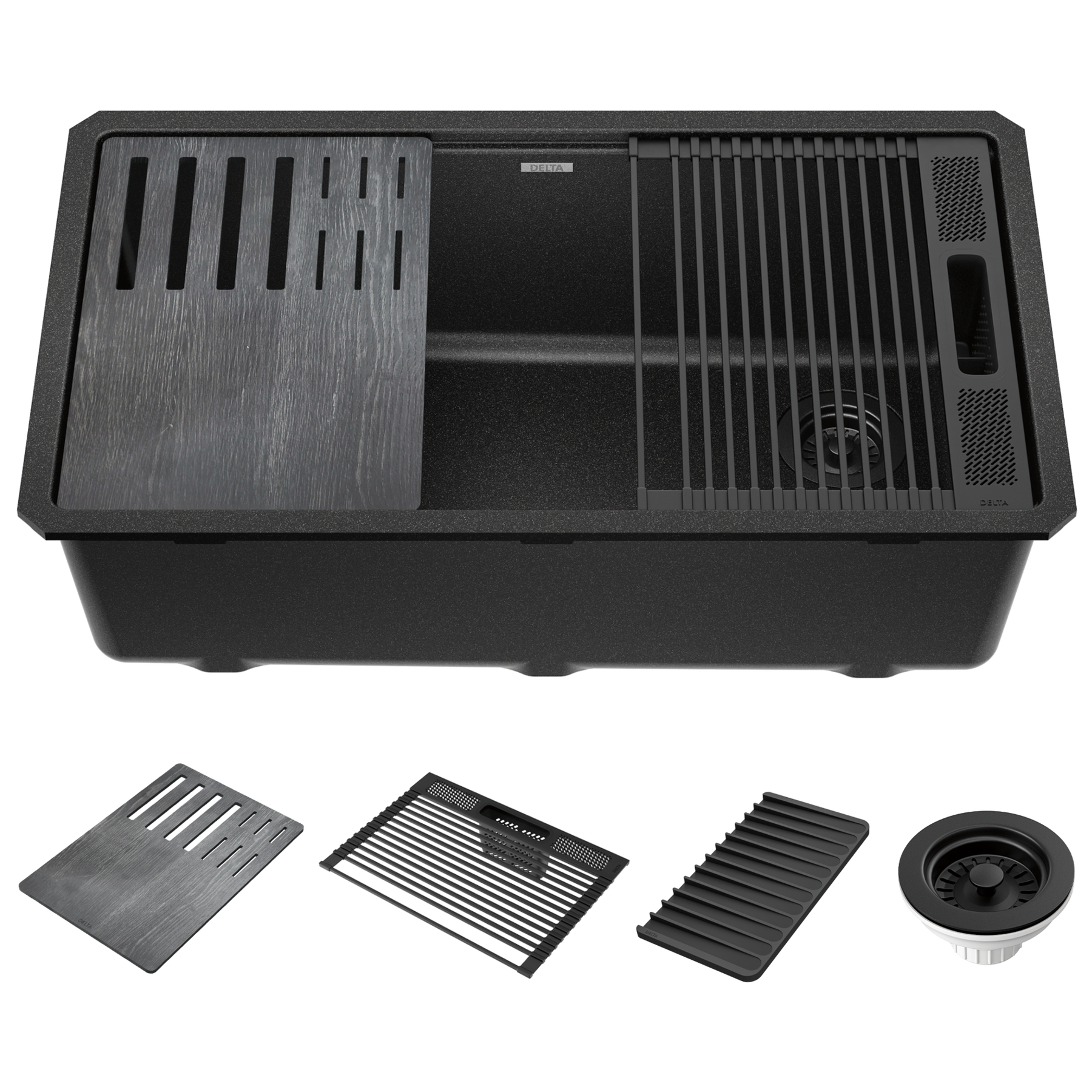 32” Granite Composite Workstation Kitchen Sink Undermount Single Bowl with WorkFlow™ Ledge and Accessories