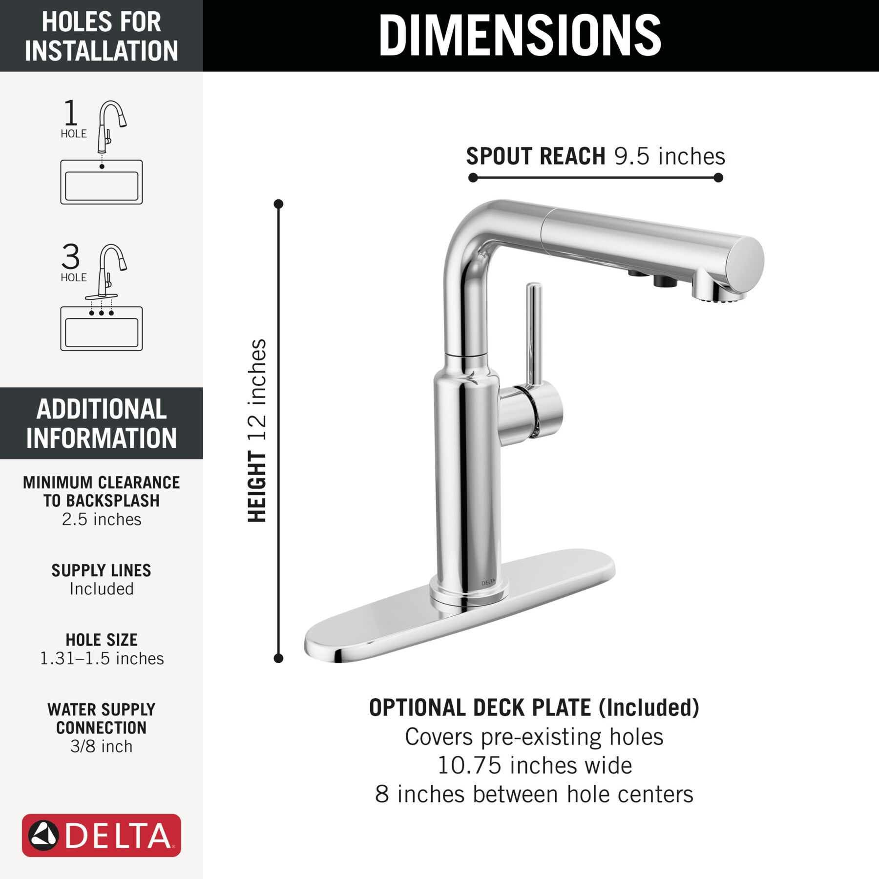 Single Handle Pull-Out Kitchen Faucet, image 3