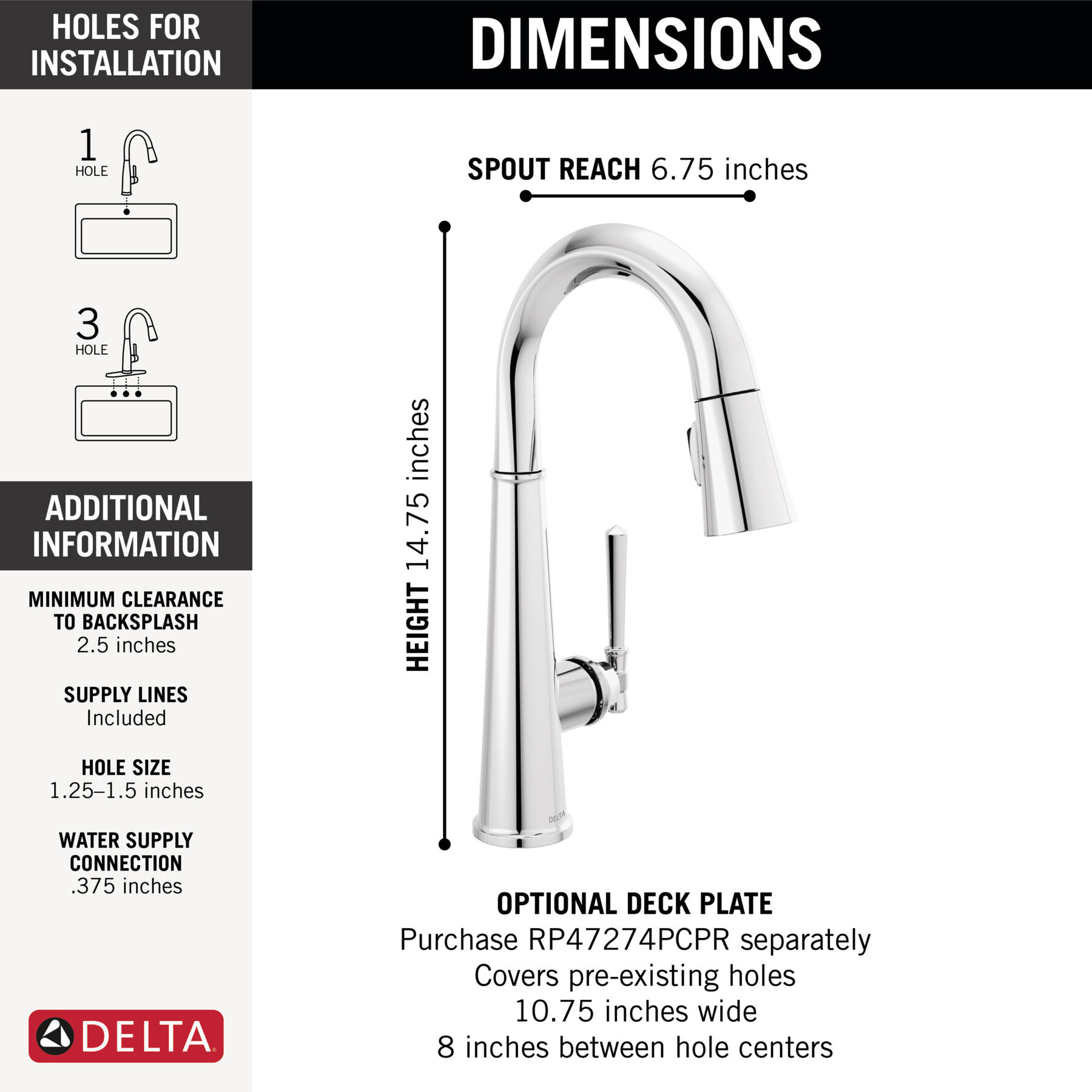 Single Handle Pull-Down Bar/Prep Faucet, image 1