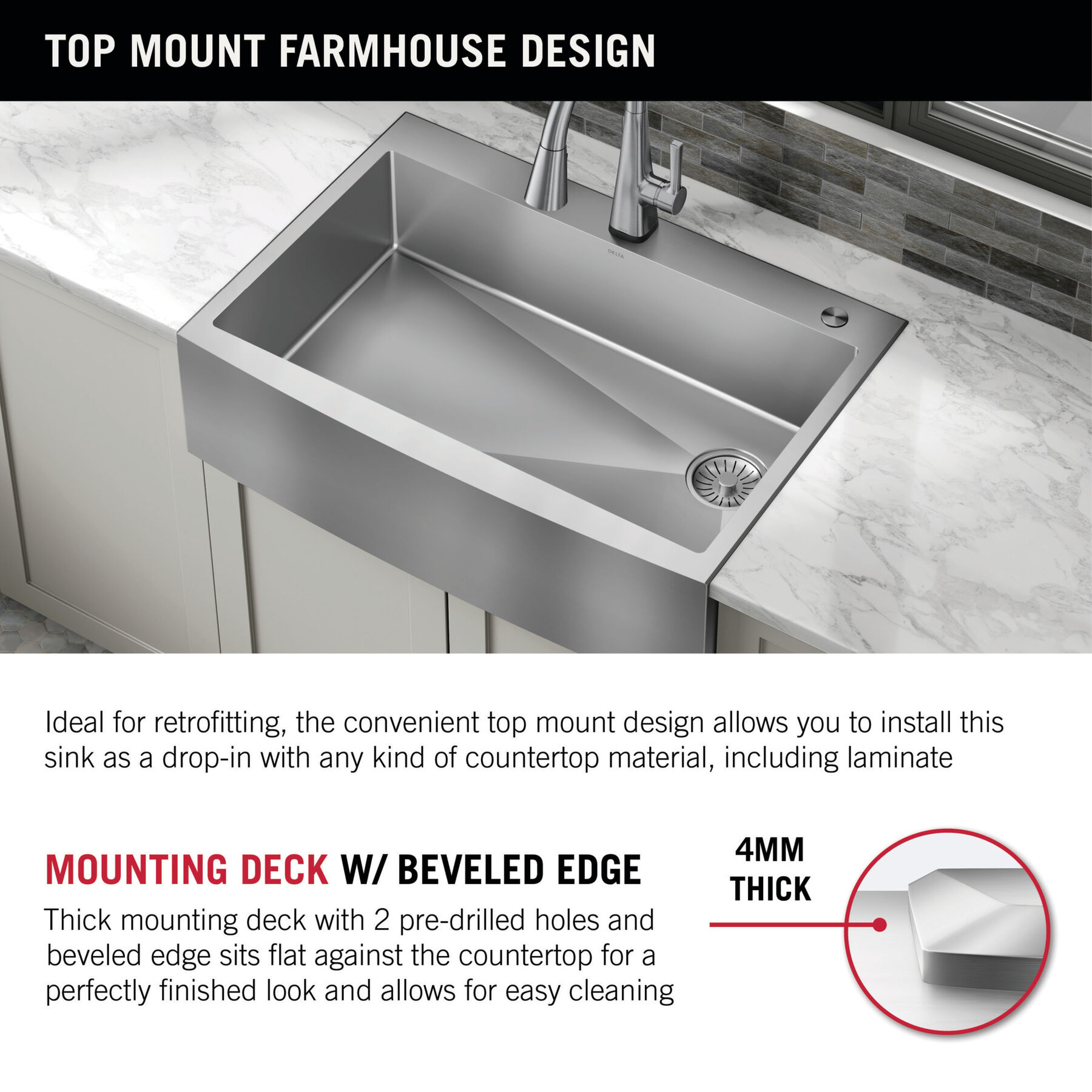 30” Retrofit Farmhouse Apron Front 16 Gauge Stainless Steel Single Bowl Kitchen Sink for Undermount / Drop-In Installation with Accessories, image 10
