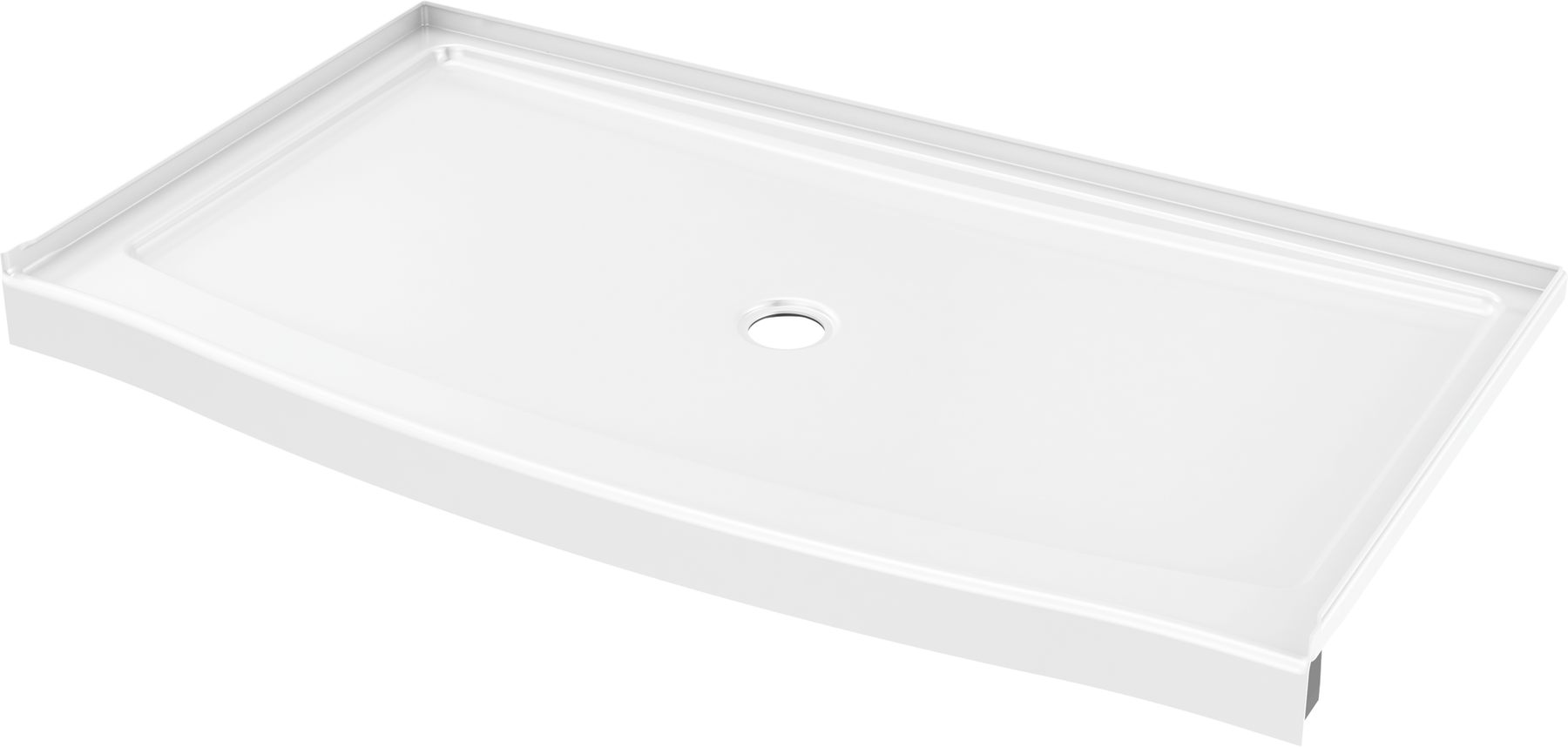 60 x 32" Curved Alcove Shower Base with Center Drain, image 1