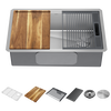 30” Workstation Kitchen Sink Undermount Stainless Steel Single Bowl with WorkFlow™ Ledge and Accessories