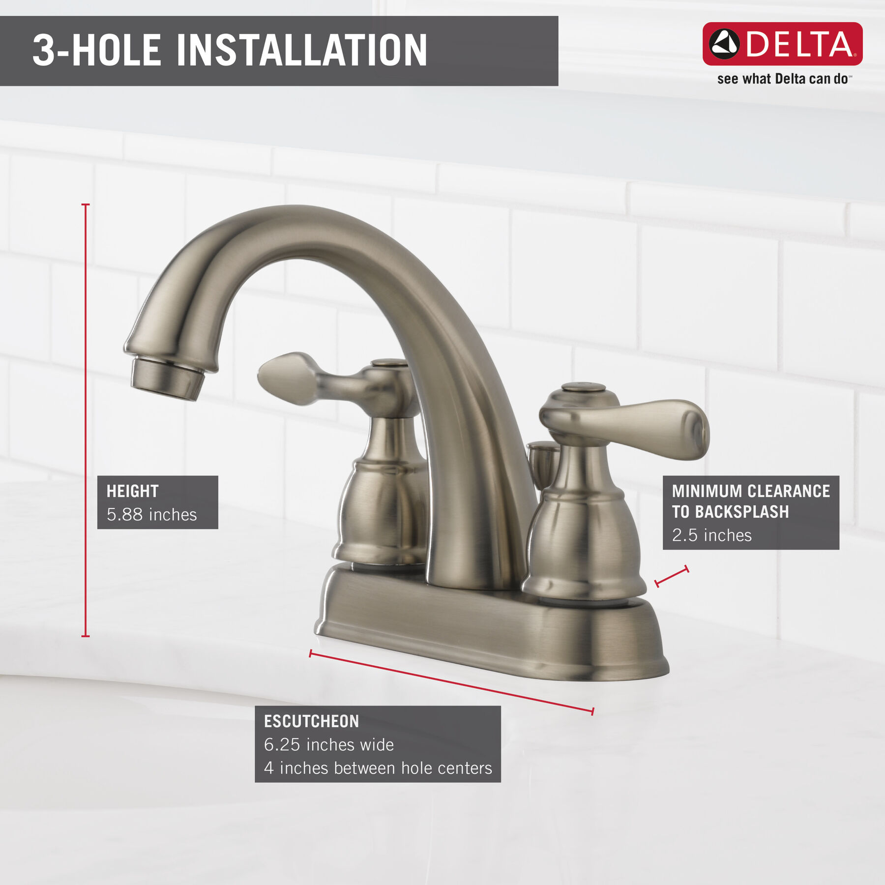 Two Handle Centerset Bathroom Faucet, image 3