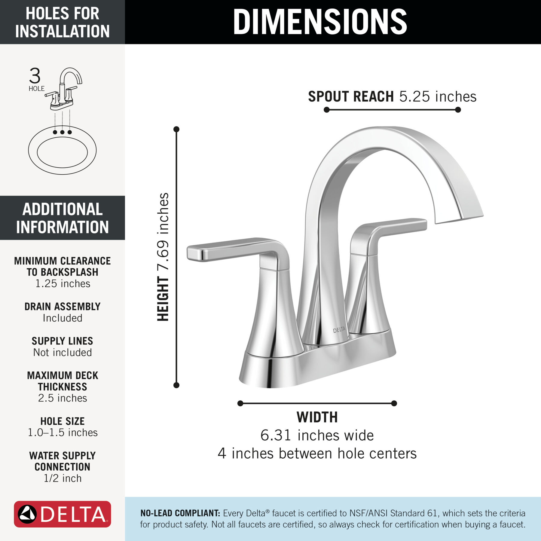 Two Handle Centerset Bathroom Faucet