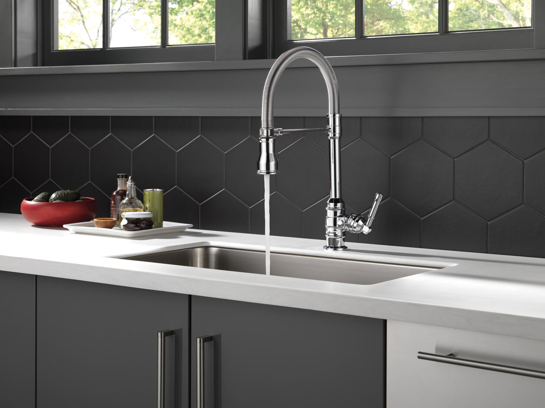 Single Handle Pull-Down Kitchen Faucet With Spring Spout, image 5