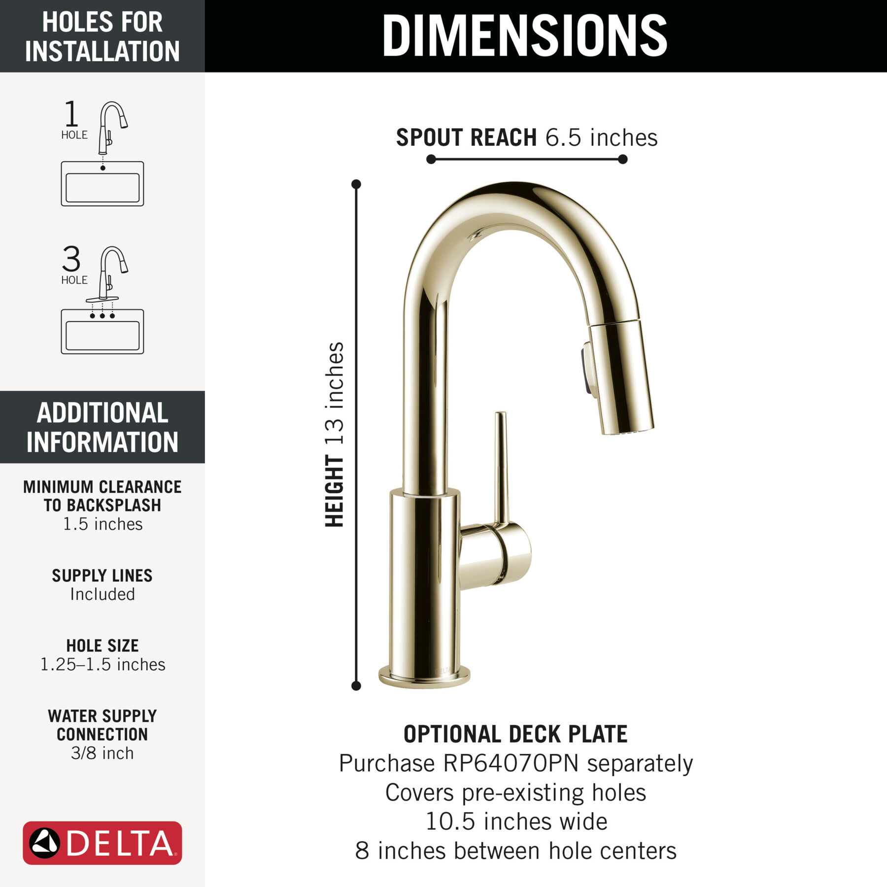 Single Handle Pull-Down Bar / Prep Faucet, image 1