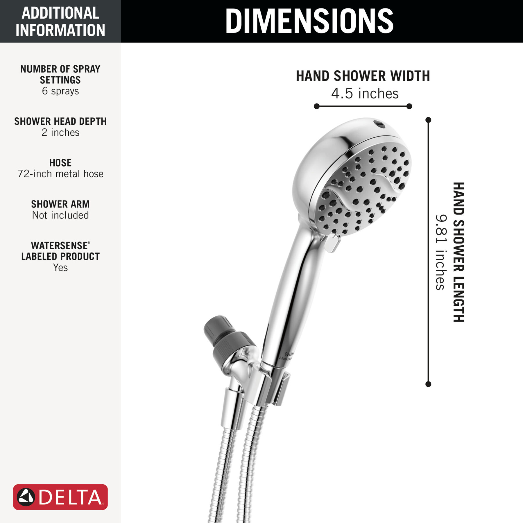 6-Setting Hand Shower with Cleaning Spray, image 4