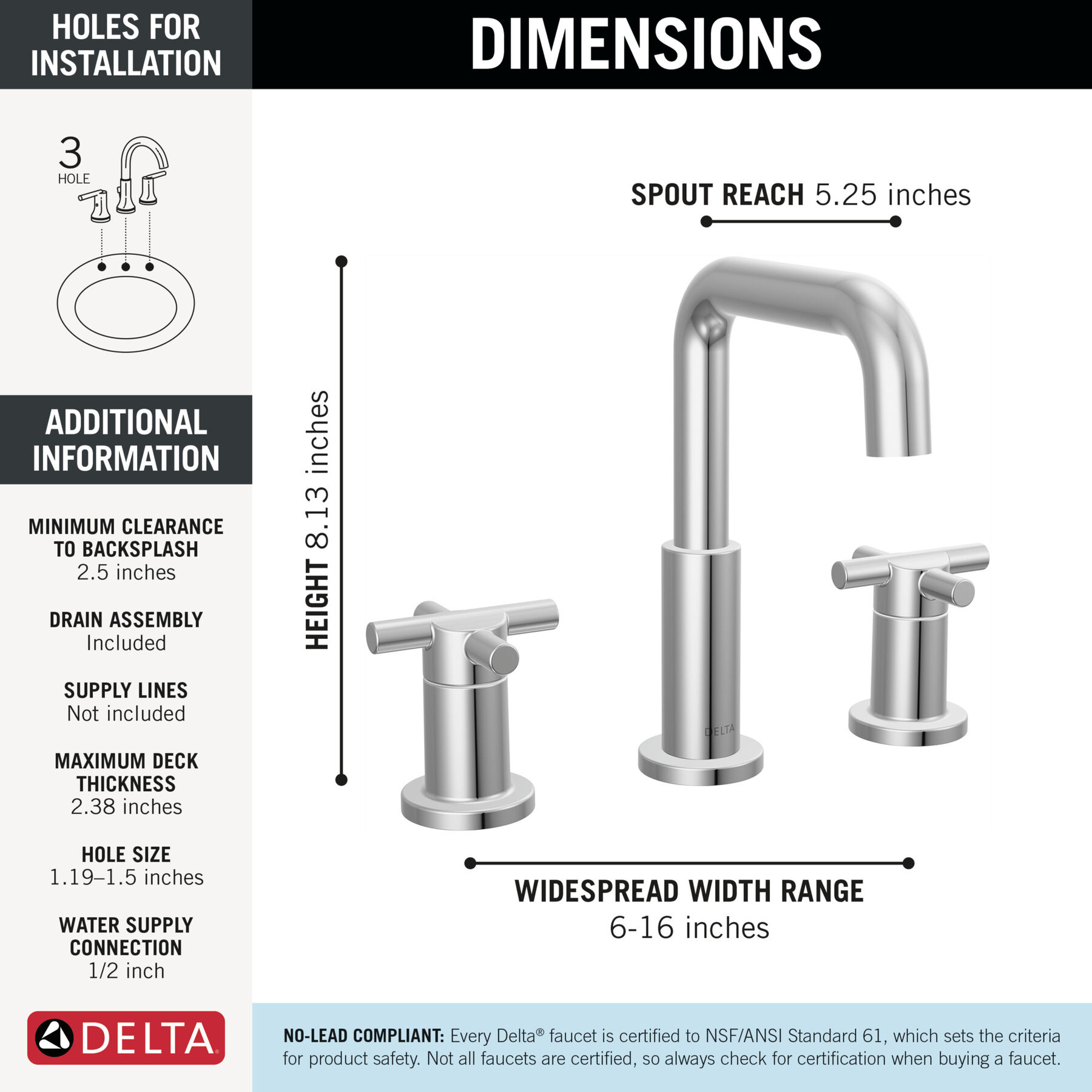 Two Handle Widespread Bathroom Faucet, image 1