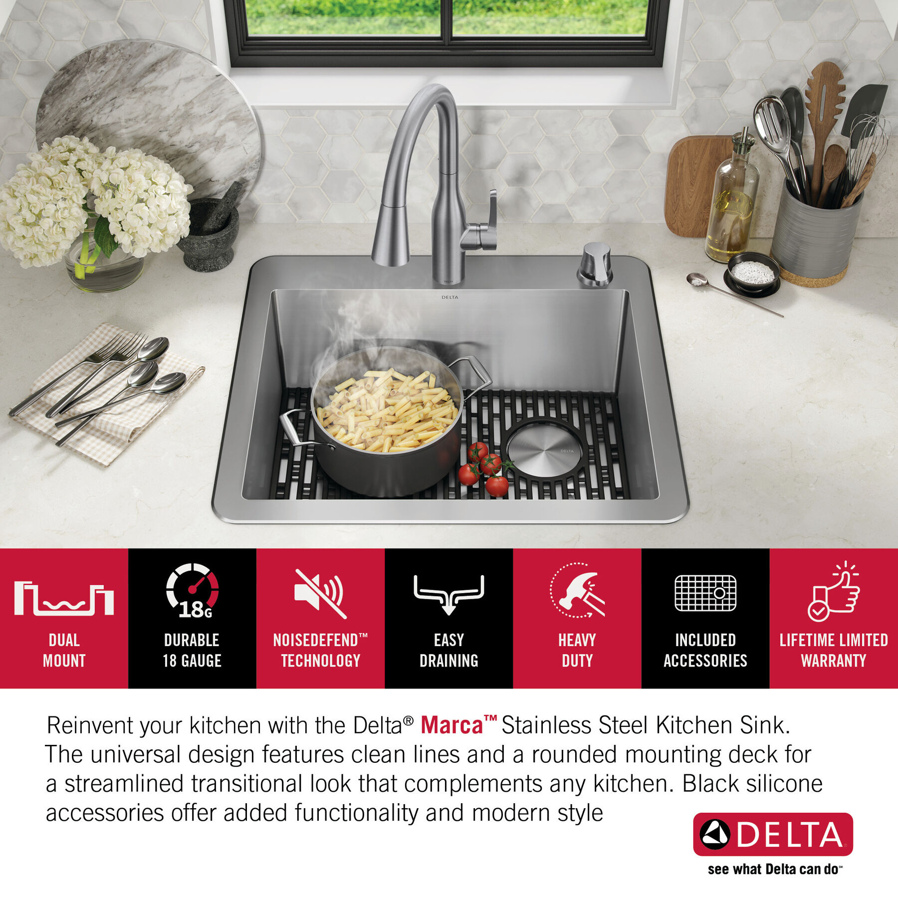 25” Drop-In Undermount Stainless Steel Single Bowl Kitchen Sink with Accessories, image 5