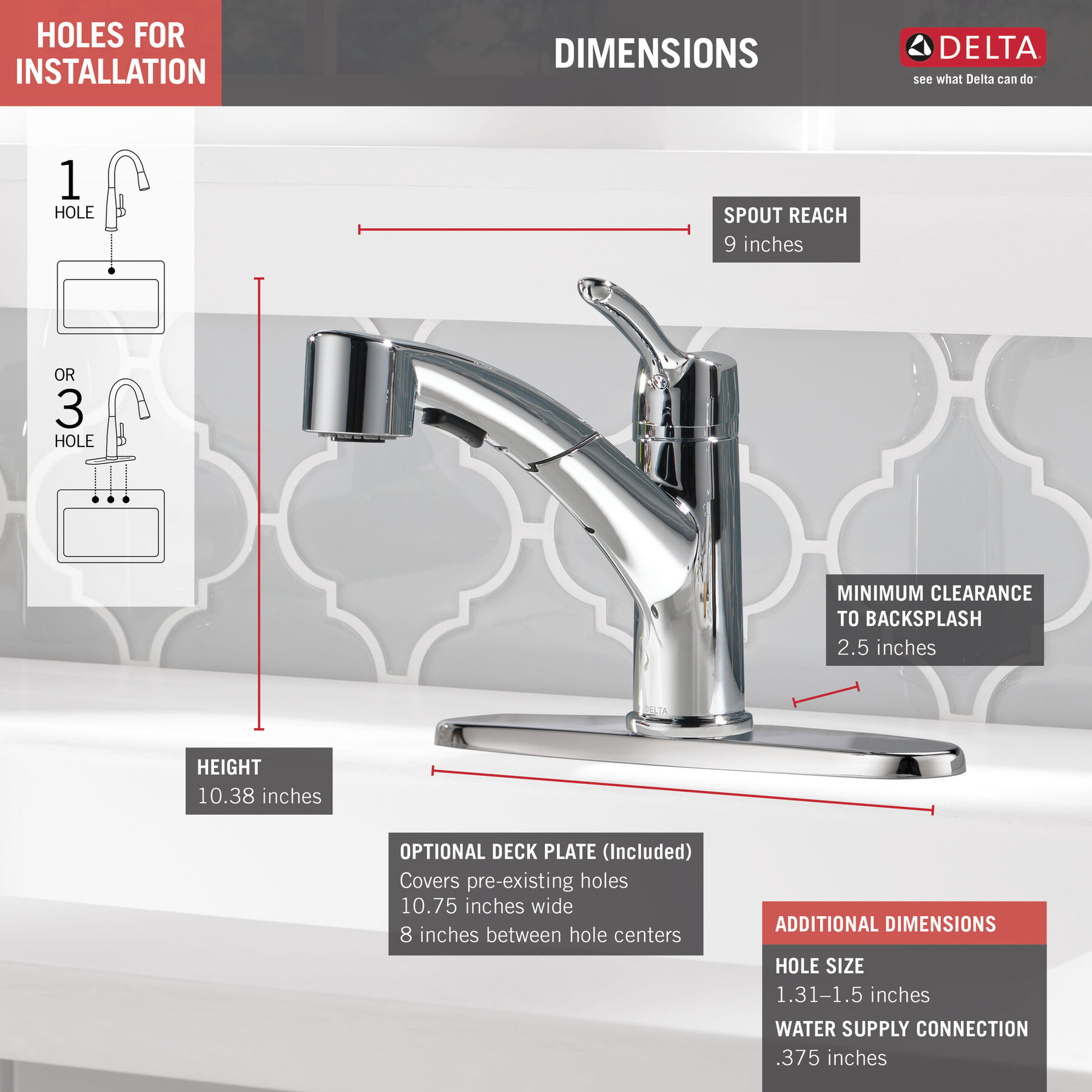 Single Handle Pull-Out Kitchen Faucet, image 2