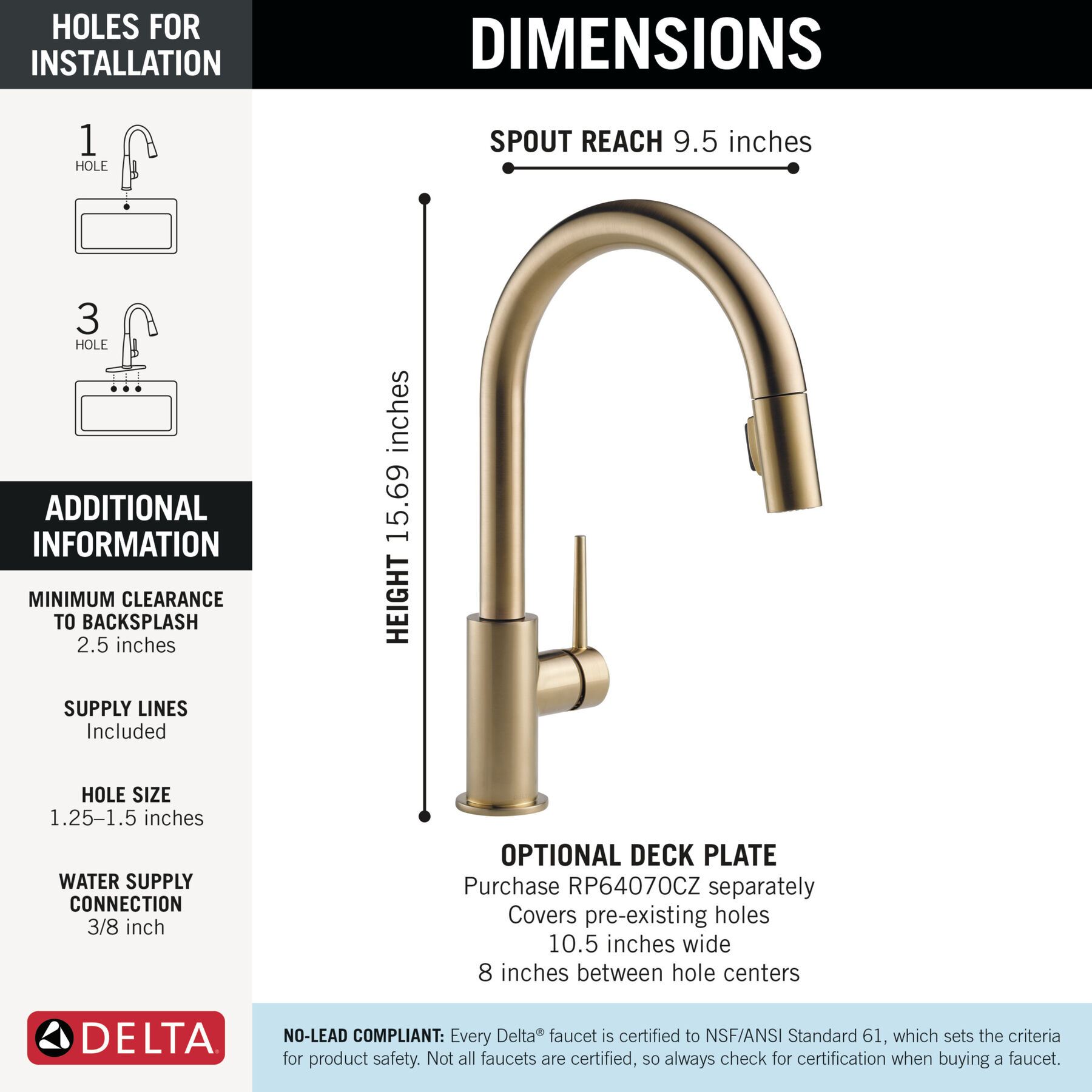 Single Handle Pull-Down Kitchen Faucet, image 4
