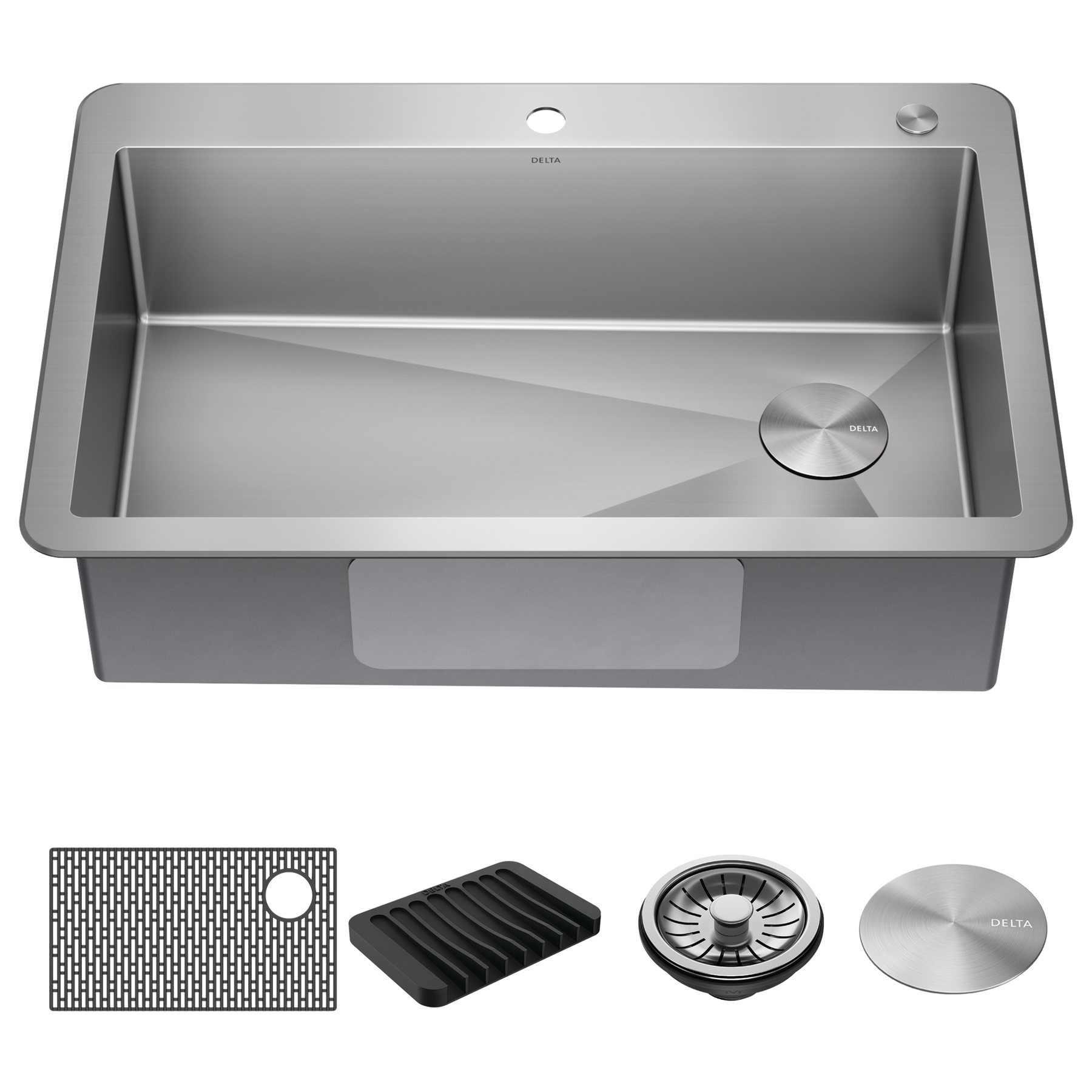 33” Drop-In Undermount Stainless Steel Single Bowl Kitchen Sink with Accessories