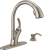 Single Handle Pull-Out Kitchen Faucet with Soap Dispenser and ShieldSpray® Technology
