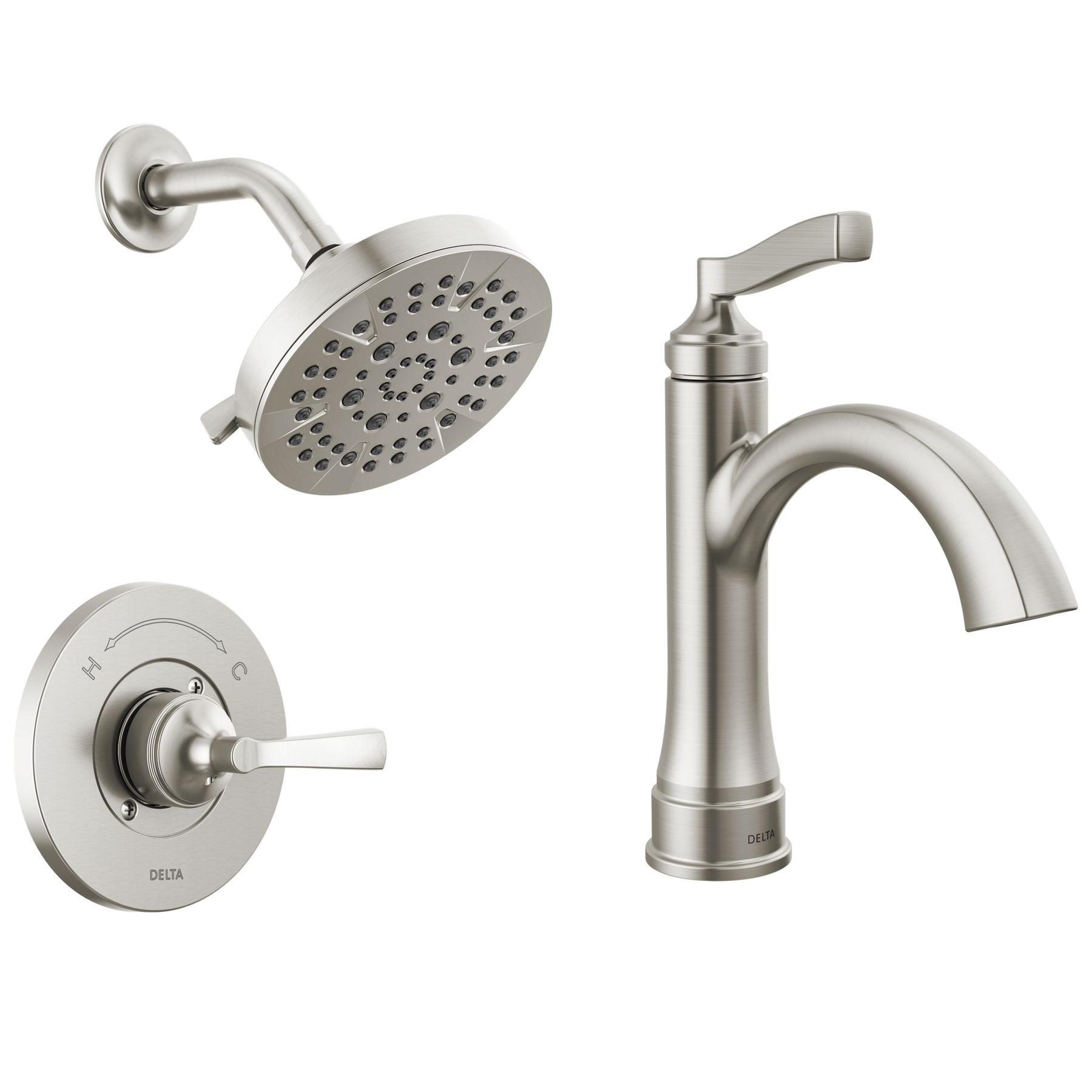 Single Handle Lavatory Faucet with 14 Series Shower Trim and Rough Bundle