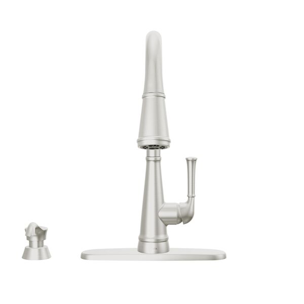 Single Handle Pull-Down Kitchen Faucet with Soap Dispenser and ShieldSpray® Technology