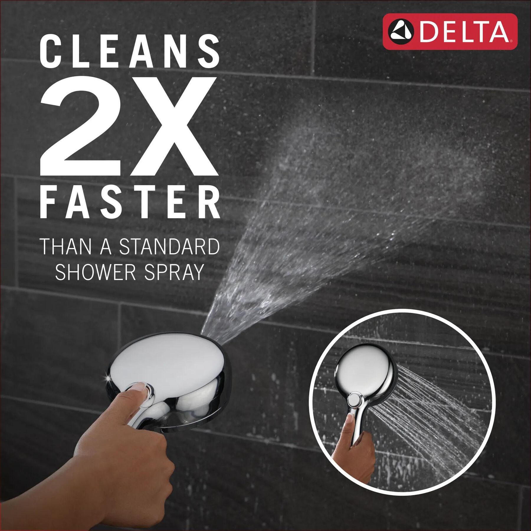 6-Setting Hand Shower with Cleaning Spray