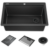 30” Granite Composite Workstation Kitchen Sink Drop-In Top Mount Single Bowl with WorkFlow™ Ledge and Accessories in Black