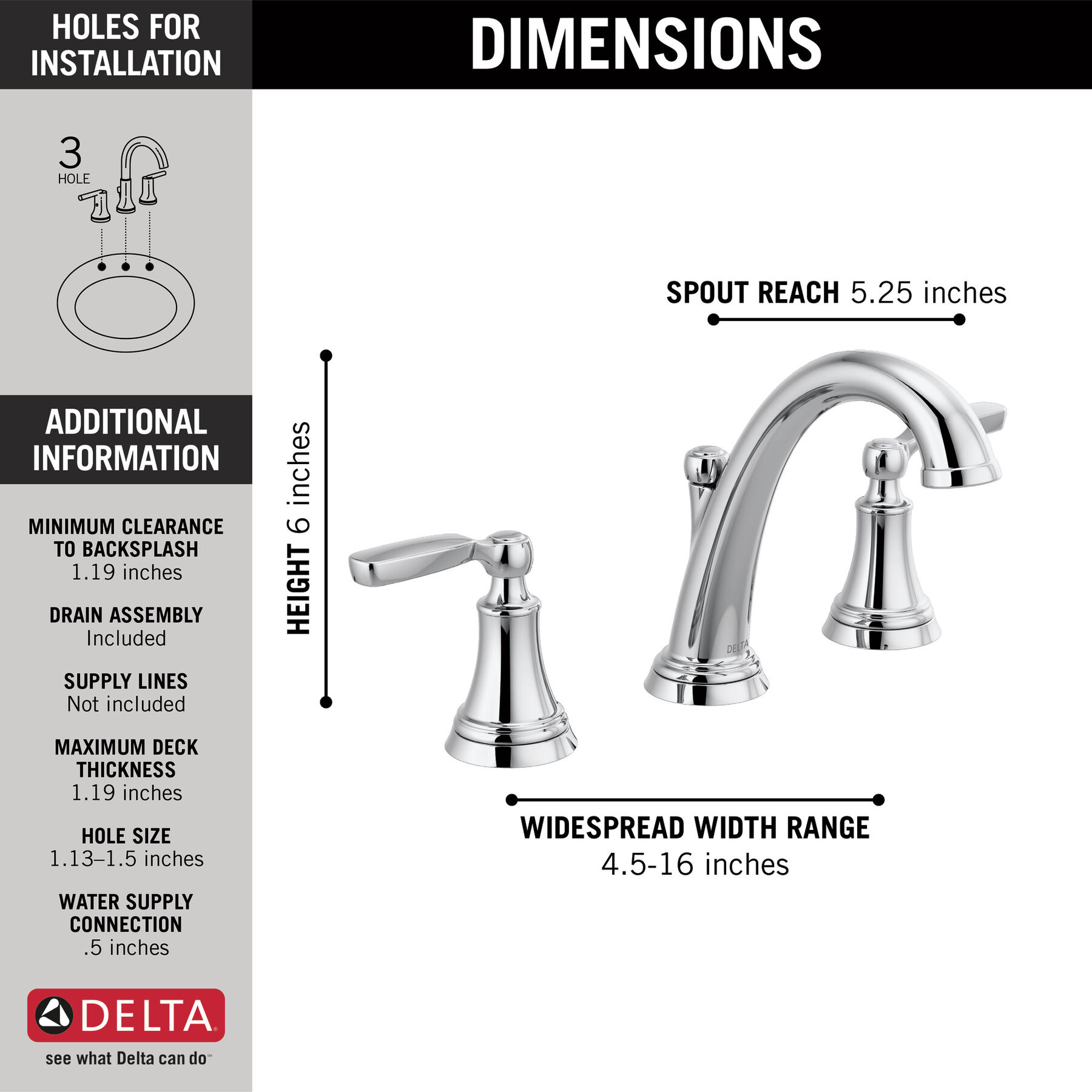 Two Handle Widespread Bathroom Faucet, image 1