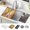 24” Workstation Undermount Single Bowl 16 Gauge Stainless Steel Laundry Utility Kitchen Sink with WorkFlow™ Ledge and Accessories